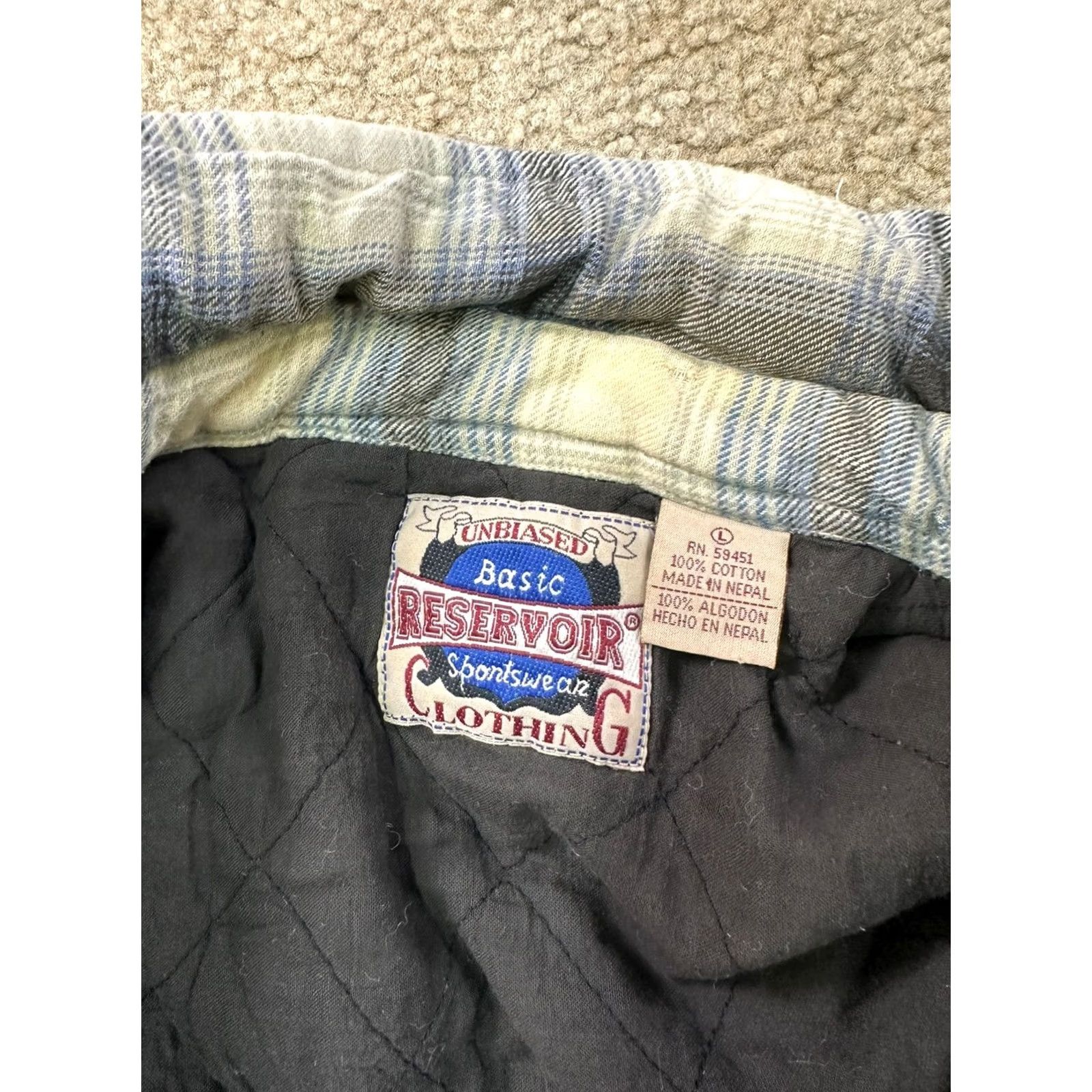 Vintage VINTAGE Quilt Lined Flannel Shirt Jacket Mens Large Plaid Workwear Button Front Blues Reservoir Clothing Quilted Lined Jacket Cowboy Western Size US L / EU 52-54 / 3 - 3 Thumbnail