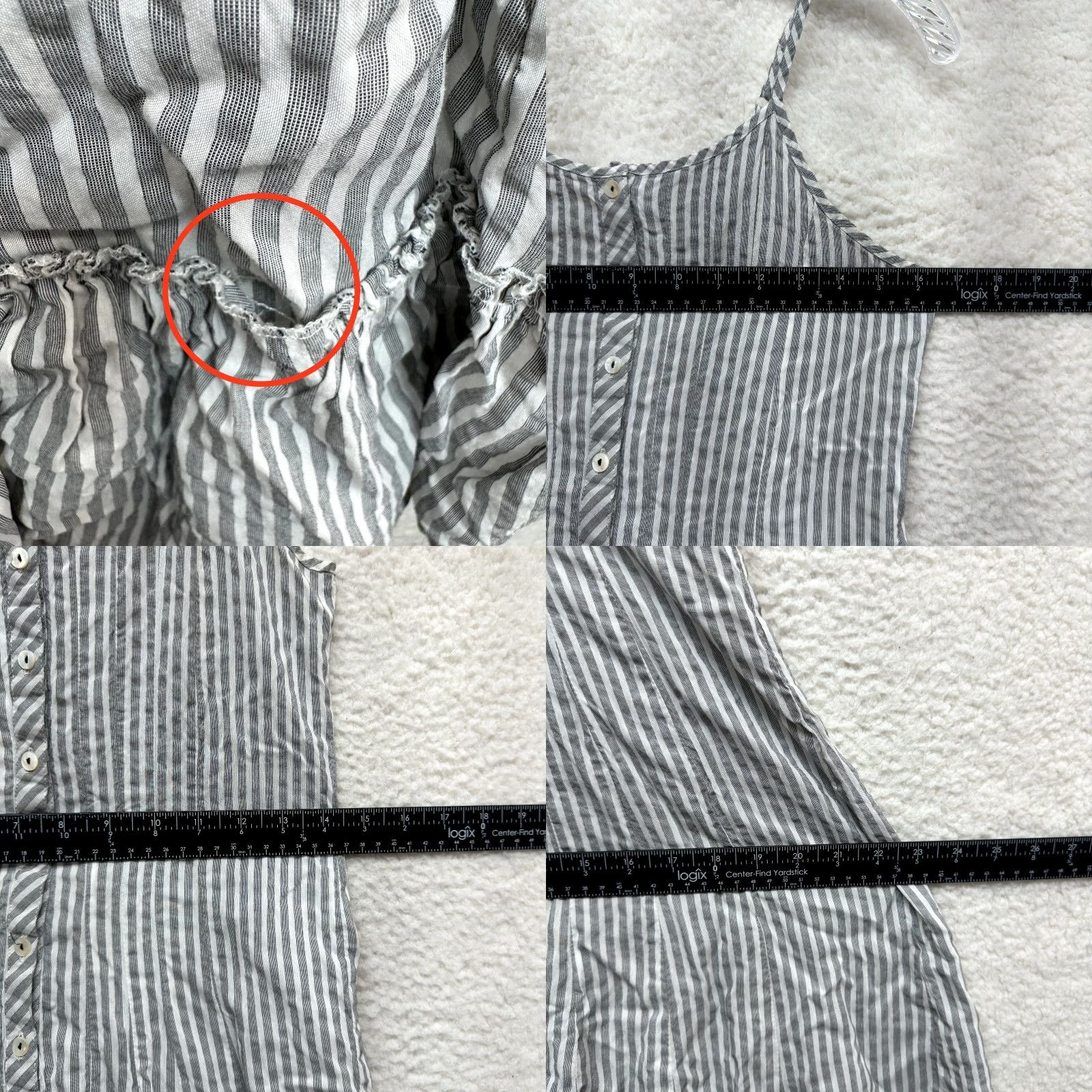Vintage Y2K Vintage Maxi Day Dress Bohemian Boho Striped Grey White S/M Small Medium Grunge Cotton Blend BiBA Women's Dress Daywear Size S / US 4 / IT 40 - 8 Thumbnail