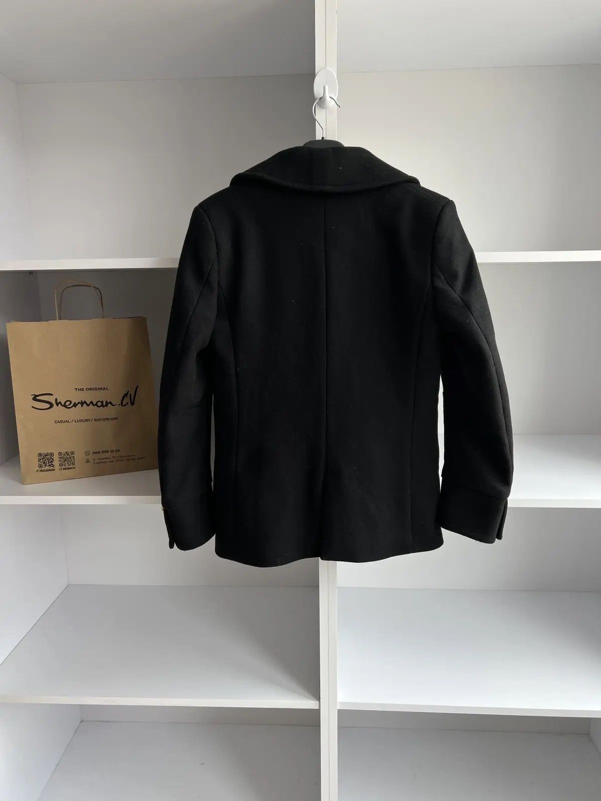 Balmain × Designer × Vintage Vintage Balmain x H&M Black Double Breasted Wool Coat Womens Size S / US 4 / IT 40 - 12 Thumbnail
