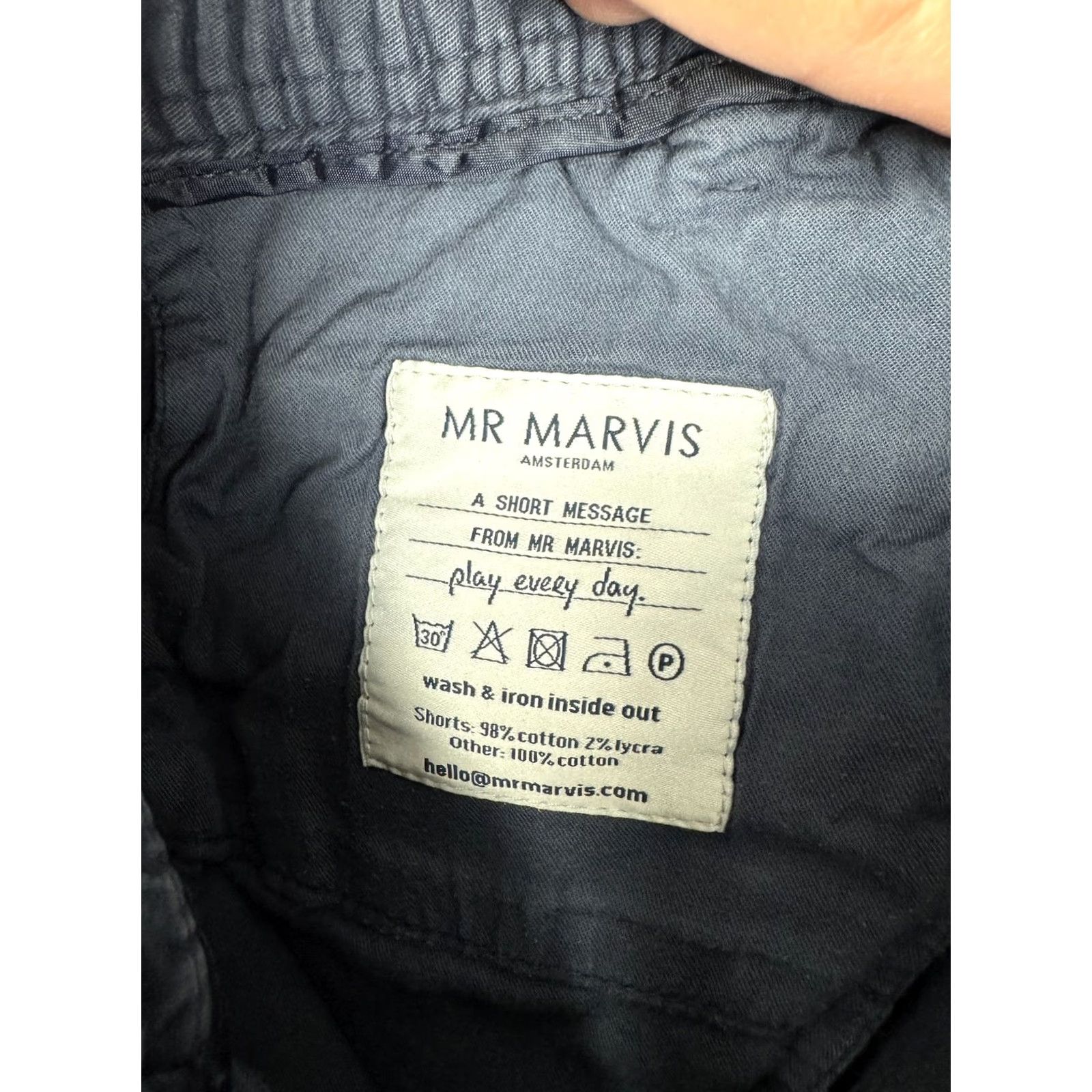Vintage Mr Marvis Shorts Mens Medium Blue The Cosmics Chino Classic Handmade Portugal Size US 31 - 6 Thumbnail