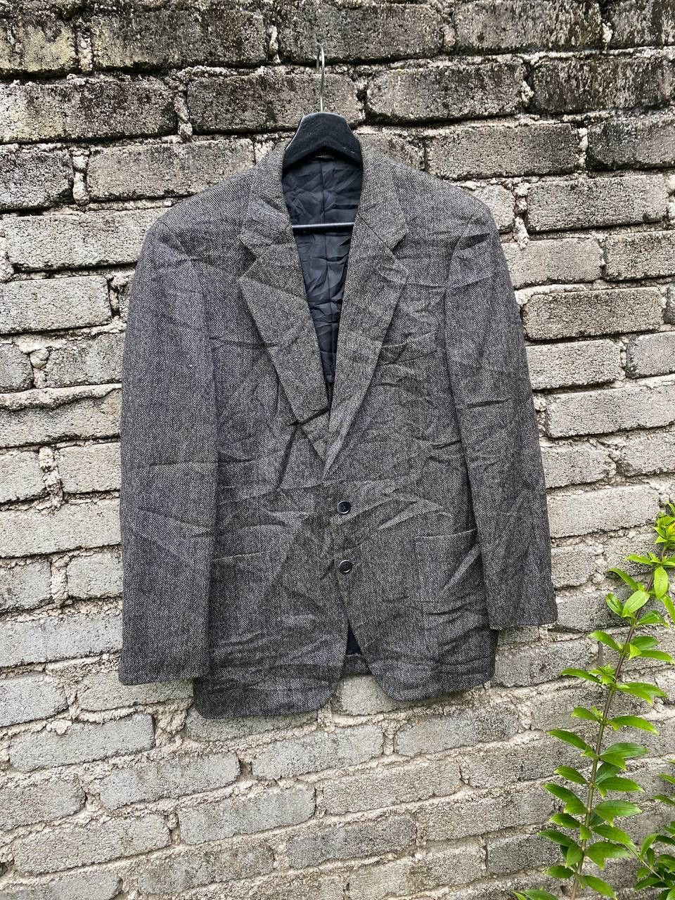 Japanese Brand Vintage Durban Basic Gear Herringbone Blazer Size 46S - 3 Thumbnail