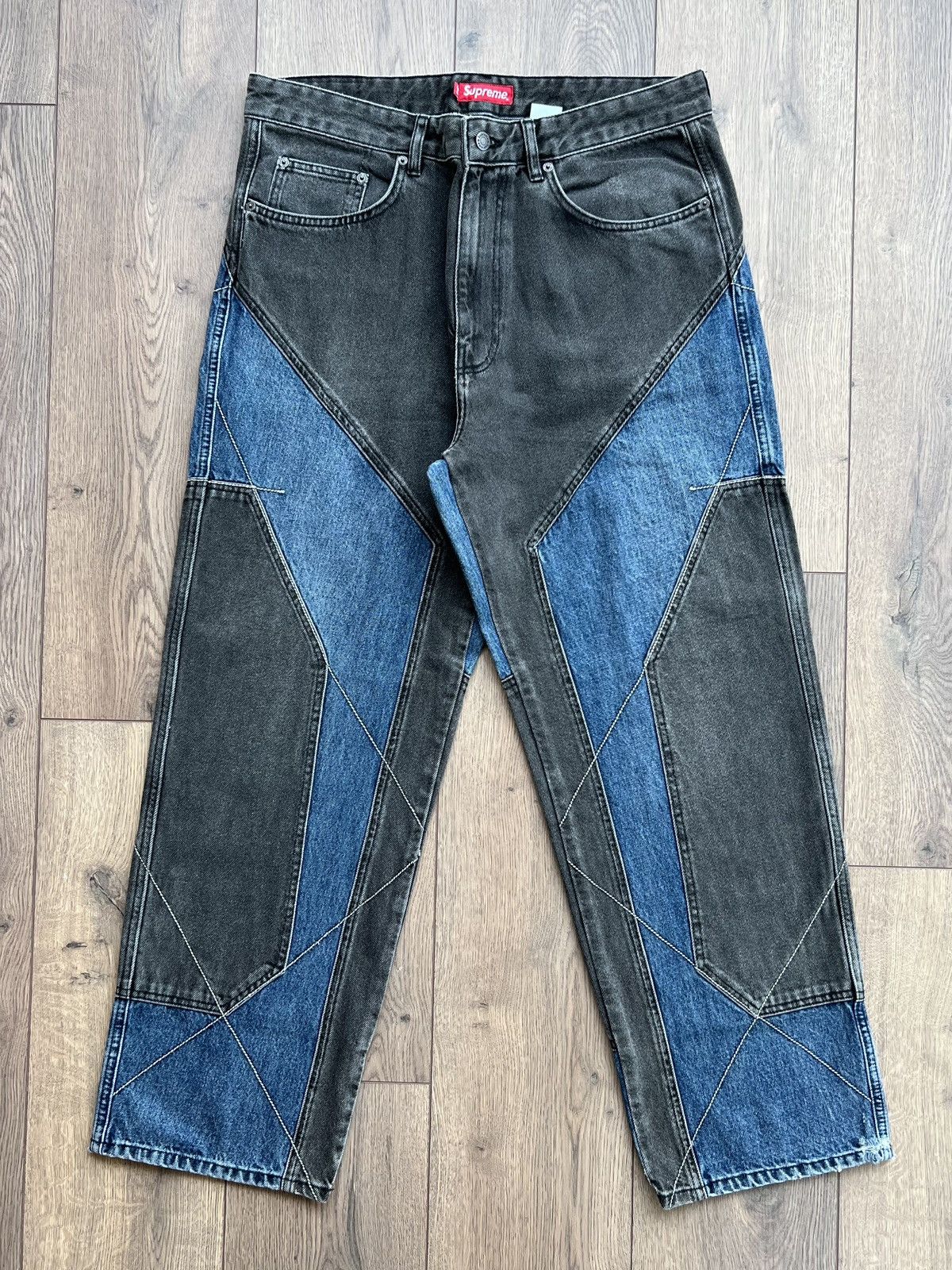 Supreme Supreme Thorn Jeans Jacquard Denim Red | Grailed
