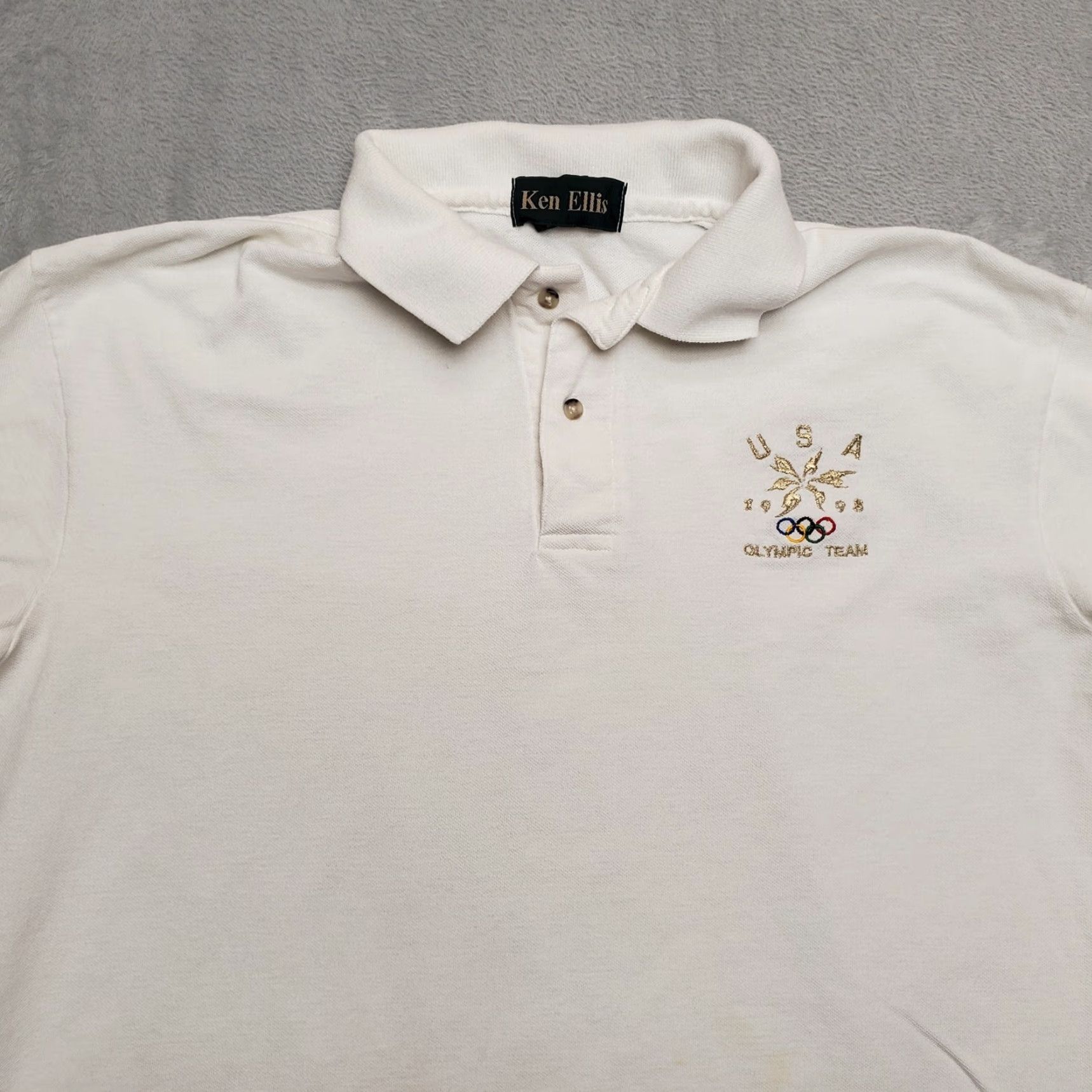 Vintage VINTAGE OlympicS Team Shirt Men L White Polo 100% Cotton USA 1998 Dad Casual Size US L / EU 52-54 / 3 - 7 Thumbnail