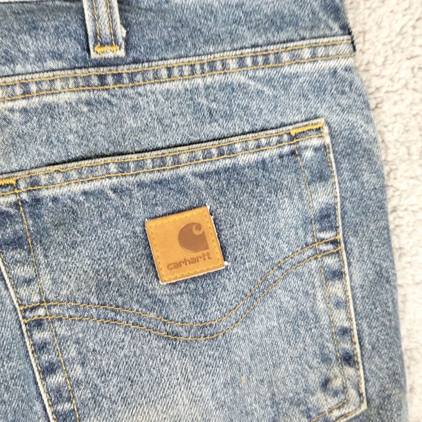 Carhartt Carhartt Jeans Mens 38x30 Vintage Denim Workwear B171 DST Blue 7-Pocket Relaxed Straight Cotton Blend Jeans Mens Size US 38 / EU 54 - 6 Thumbnail