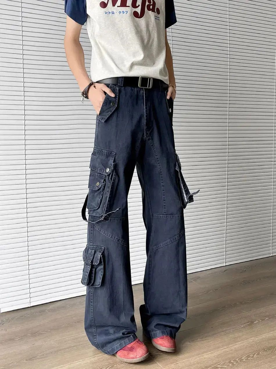 Japanese Brand Retro loose wide leg straight leg pocket jeans Size US 32 / EU 48 - 1 Thumbnail