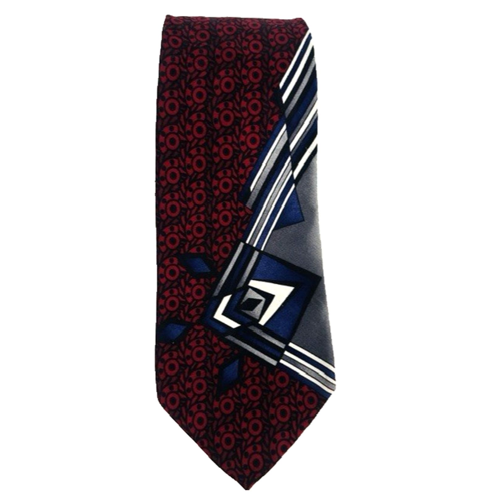 Other Paolo Rossi Designer Silk Tie Red/Black USA Geometric VTG Size ONE SIZE - 1 Thumbnail