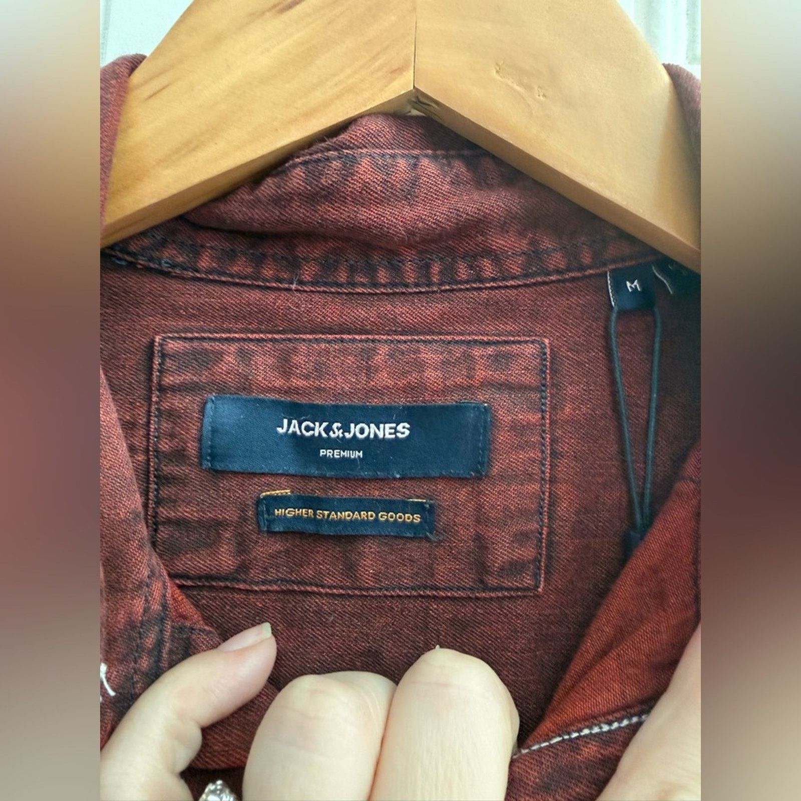 Jack & Jones Jack & Jones Premium Denim Western Shirt Red Slim Fit NWT M Size US M / EU 48-50 / 2 - 5 Thumbnail