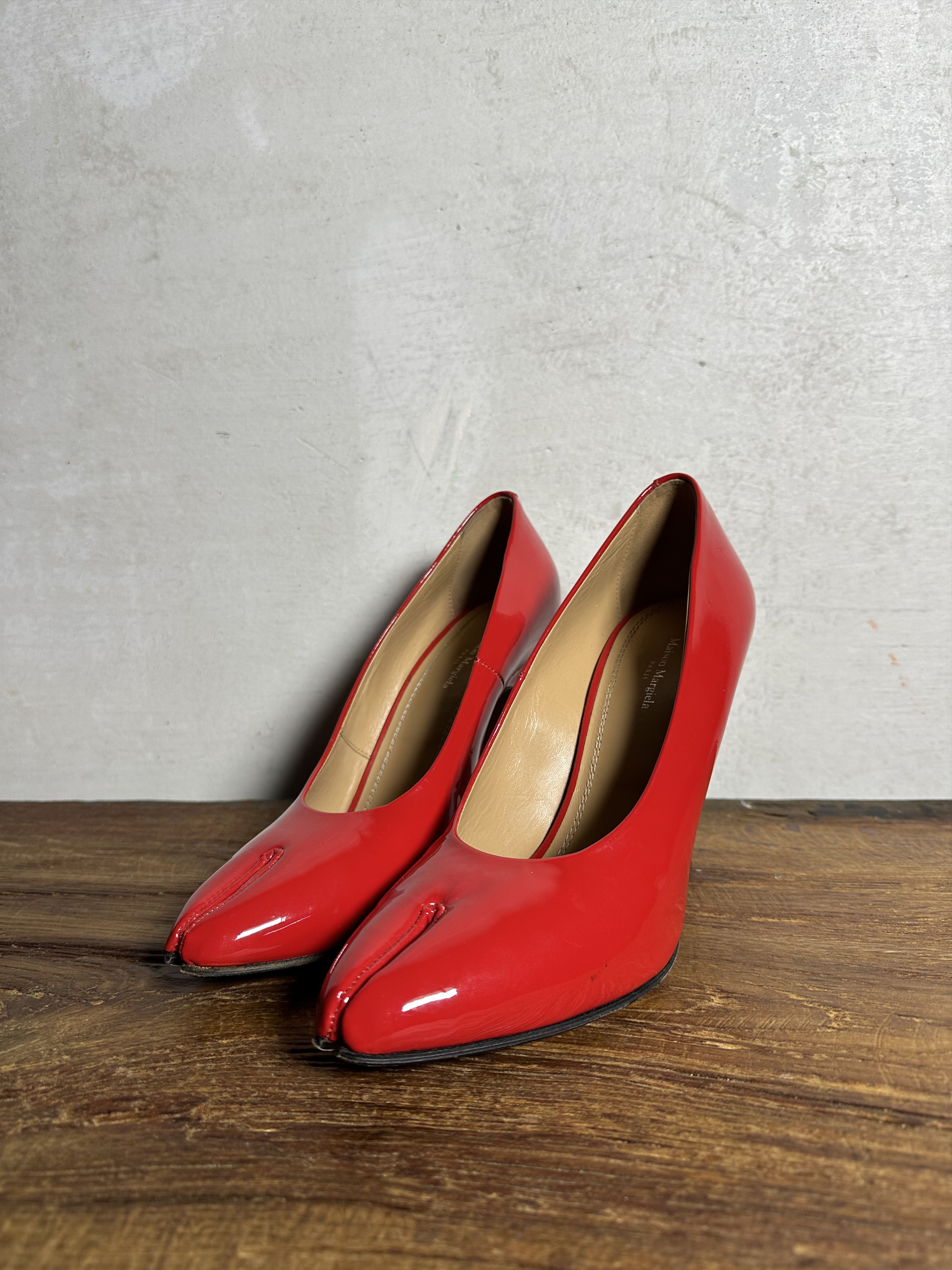 Maison Margiela Maison Margiela Red Tabi 110mm Patent Leather Pumps Size US 9 / IT 39 - 4 Thumbnail