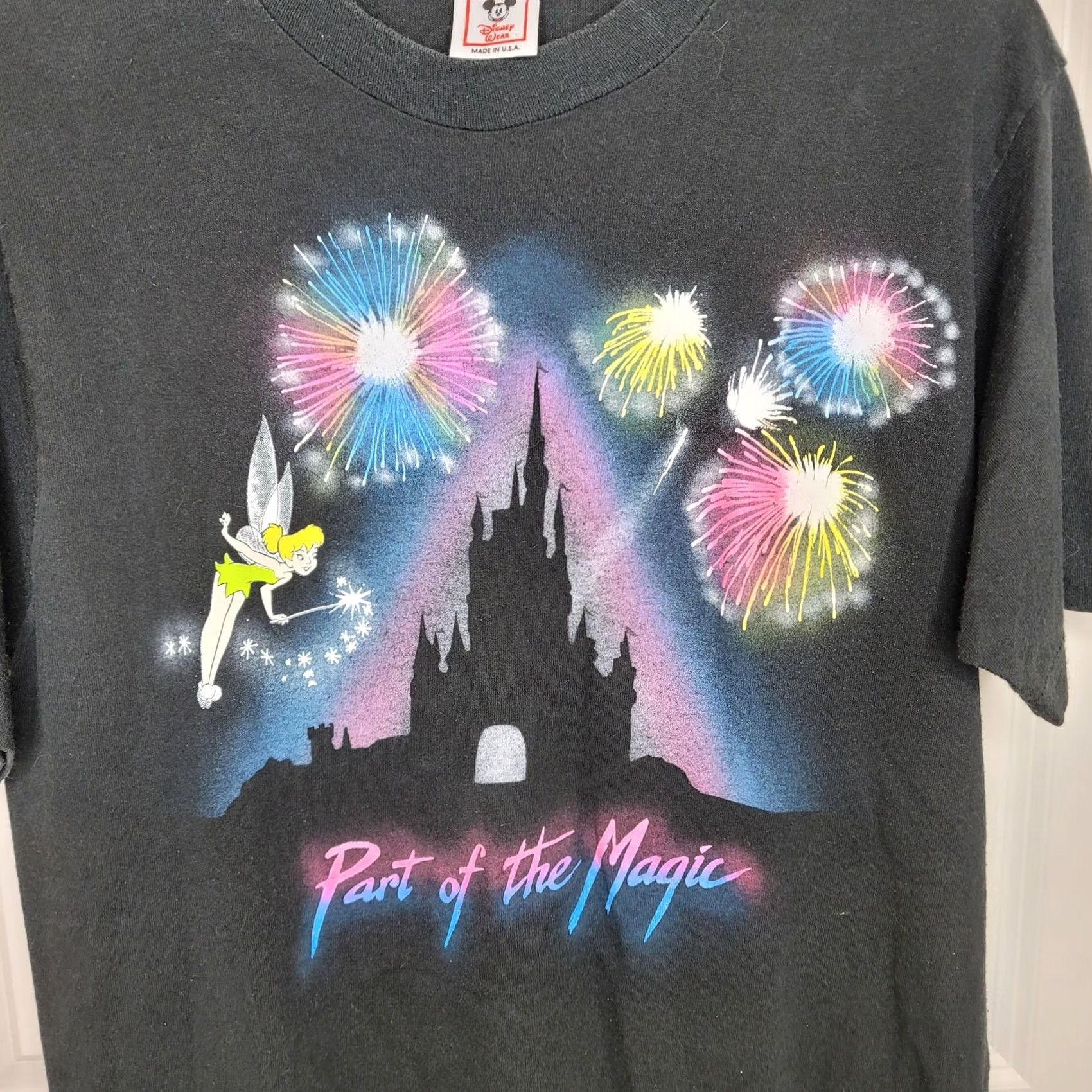 Disney VINTAGE Disney Tinker Bell Shirt Mens L Black Castle Fireworks Graphic 90s Size US L / EU 52-54 / 3 - 2 Thumbnail