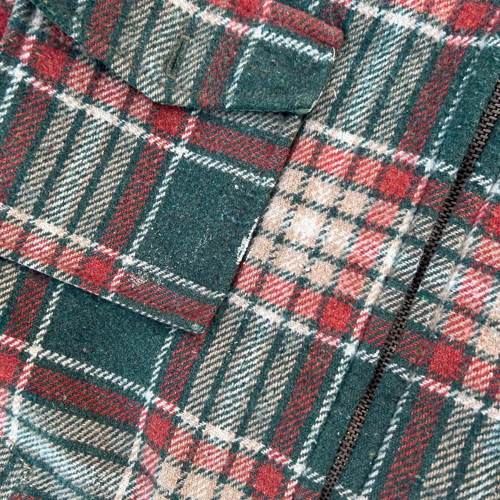 Vintage True Vintage green orange plaid wool talon zipper jacket Size US L / EU 52-54 / 3 - 5 Thumbnail
