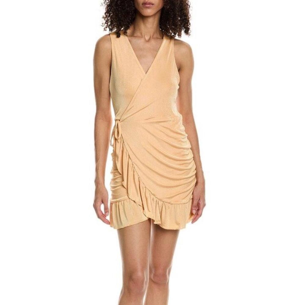Chase Authentics Chaser l NWT Westside Ribbed Wrap Dress Orange Small Size S / US 4 / IT 40 - 1 Thumbnail