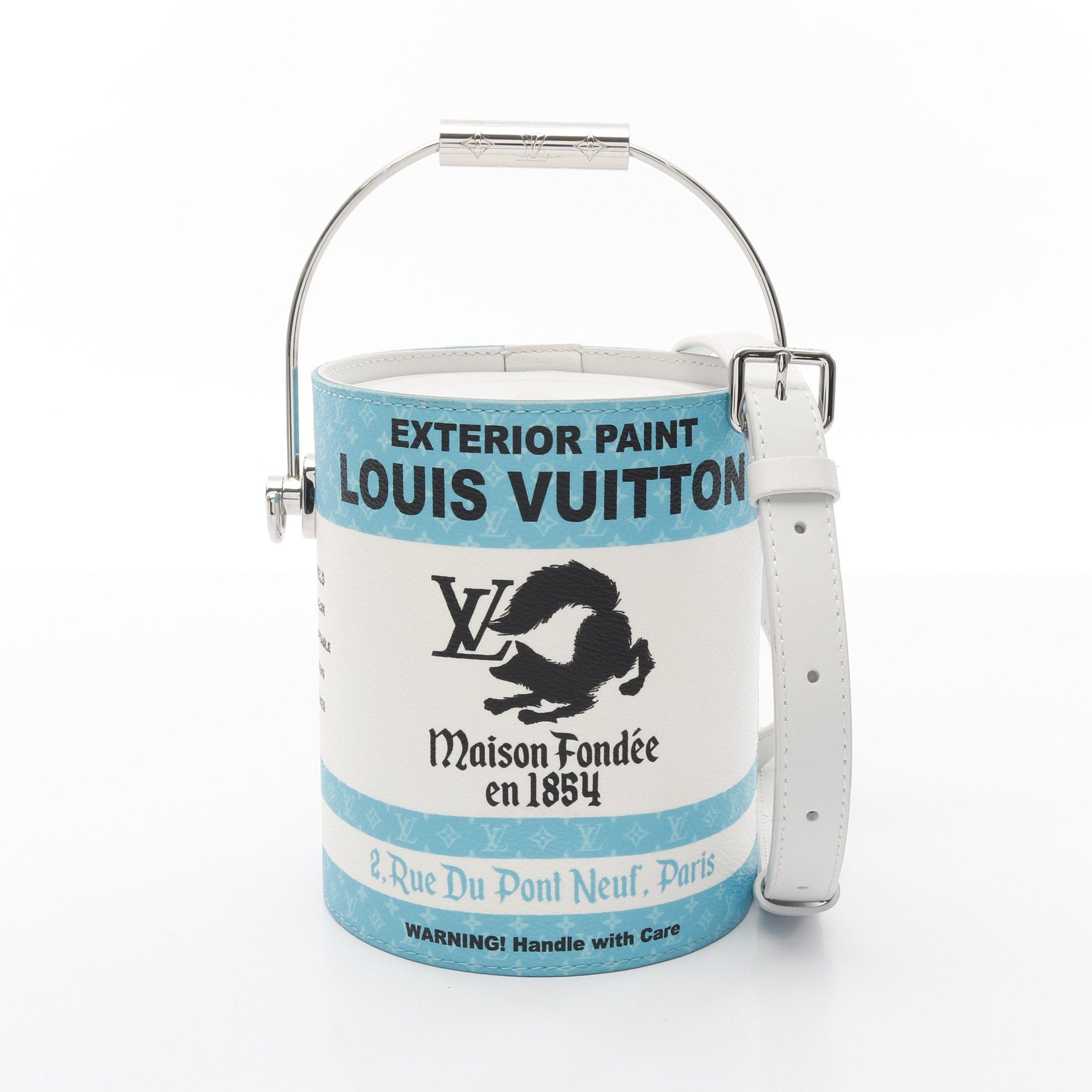 Louis Vuitton Louis Vuitton Paint Can Raccoon Handbag Leather Turquoise Blue White Black Size ONE SIZE - 1 Thumbnail
