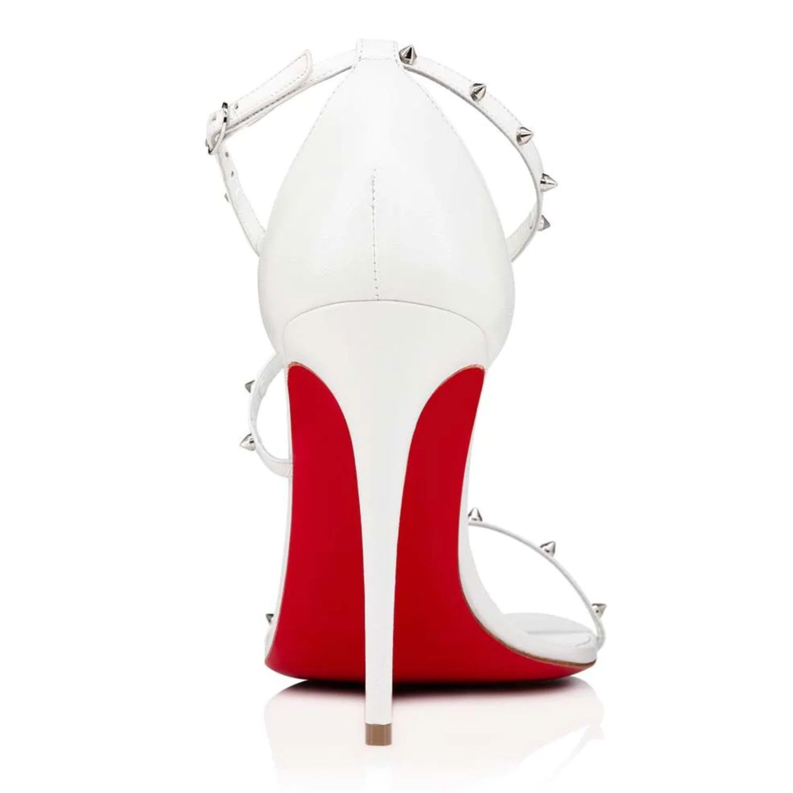 Christian Louboutin Riojana Spikes 100 White Ankle Strappy Sandal Heel Pump 39.5 Size US 9.5 / IT 39.5 - 10 Thumbnail