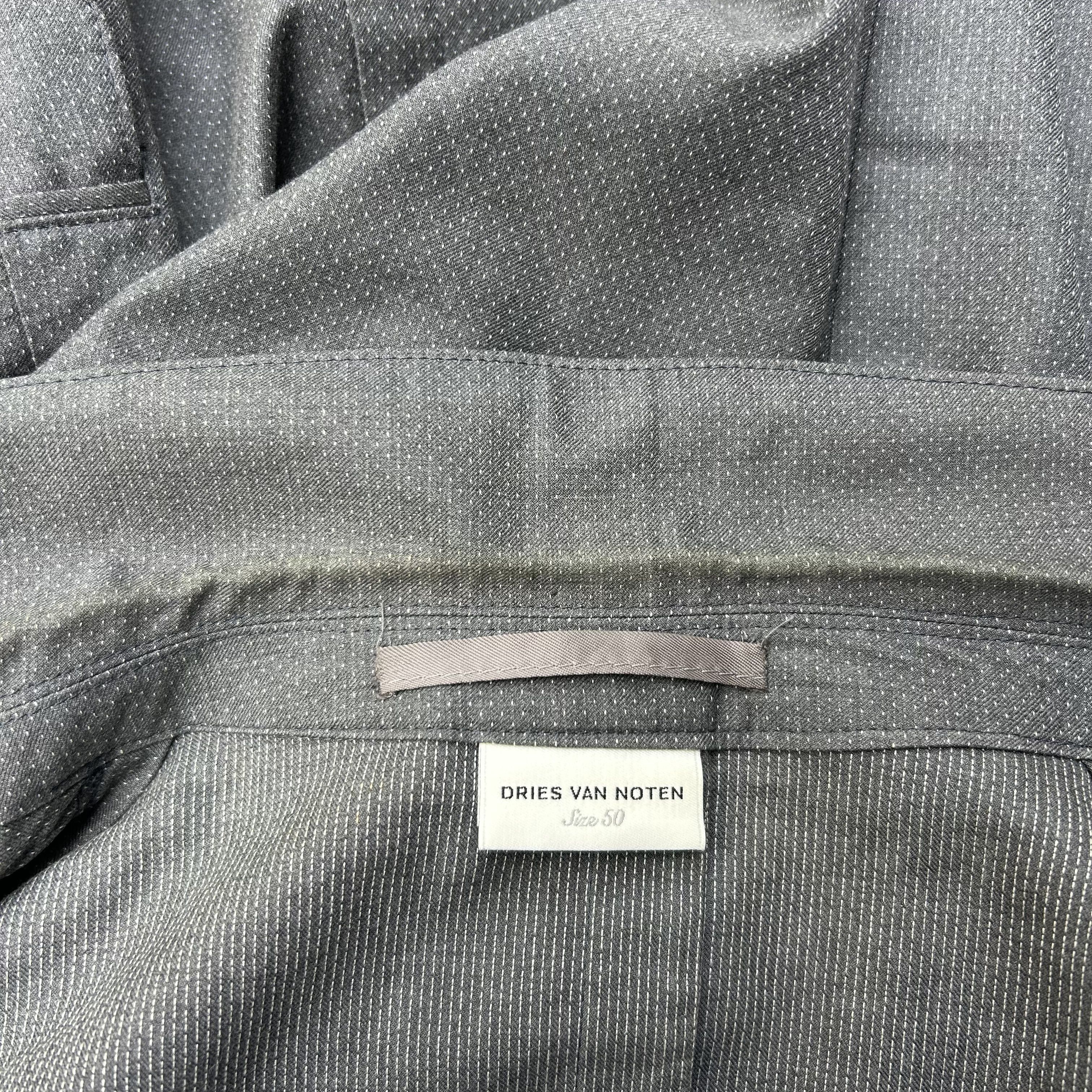 Dries Van Noten Dries van Noten Light Grey Unlined Patterned Blazer Jacket Size 50R - 6 Thumbnail