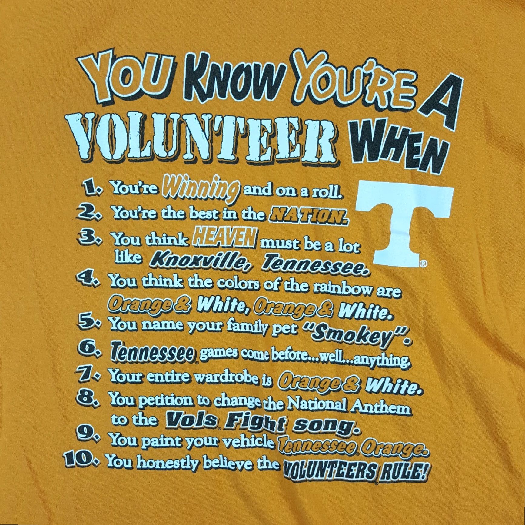 Vintage VINTAGE 90s Tennessee Volunteers T-Shirt L Orange Cotton Funny College Football Mens Size US L / EU 52-54 / 3 - 6 Thumbnail