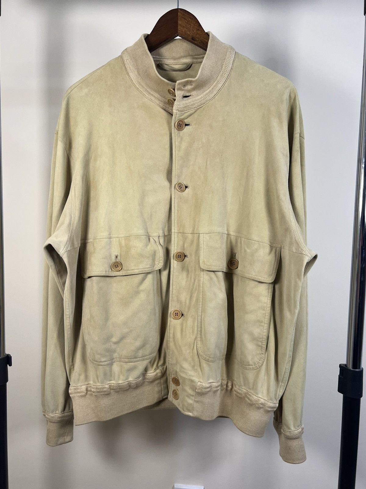 Ermenegildo Zegna Zegna Vintage Suede Leather Jacket Beige Men's Italy Size US L / EU 52-54 / 3 - 2 Thumbnail