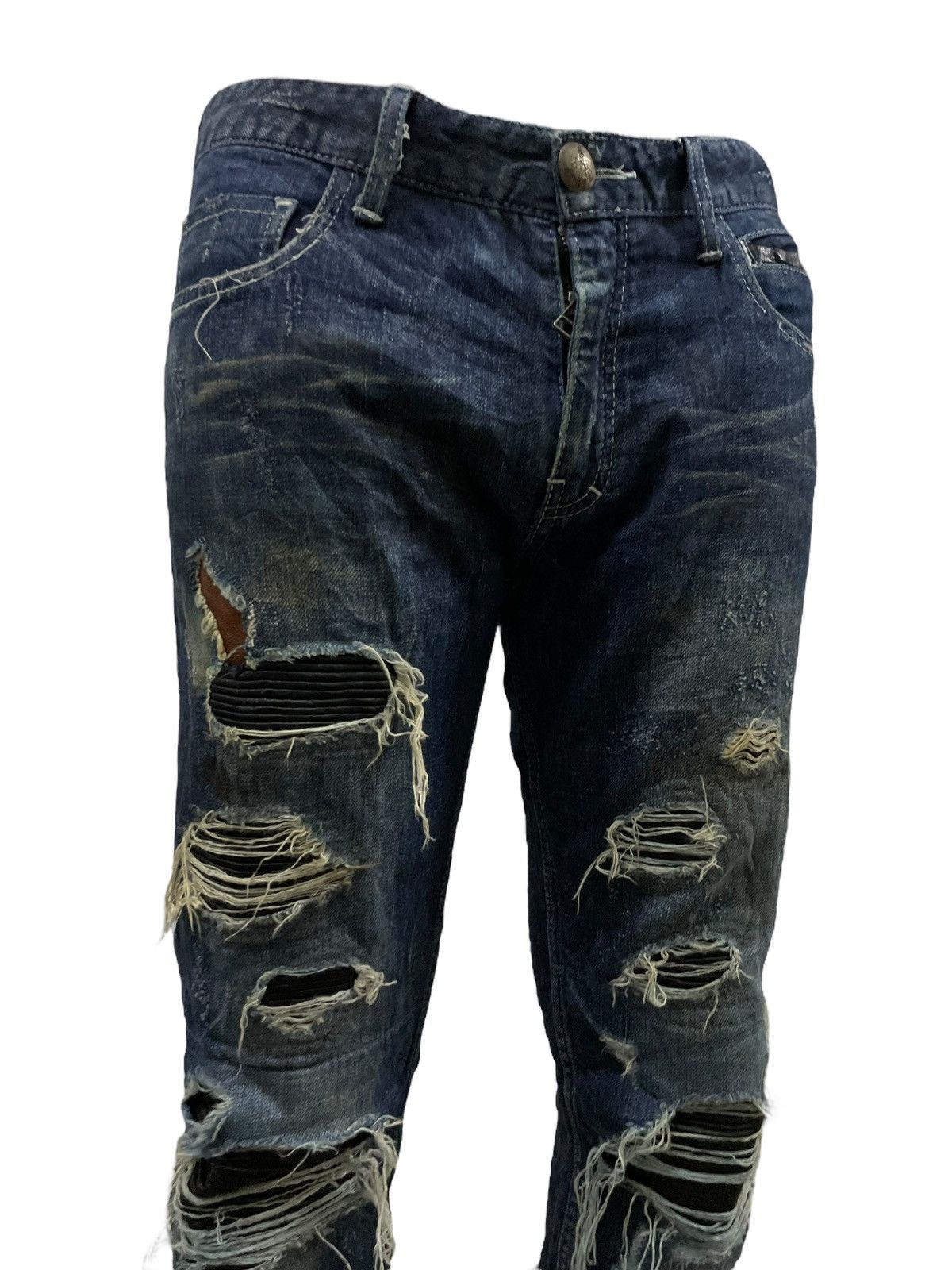 14th Addiction 14Th Addiction Sheepskin Hybrid Denim Destroy Jeans Size US 31 - 5 Thumbnail