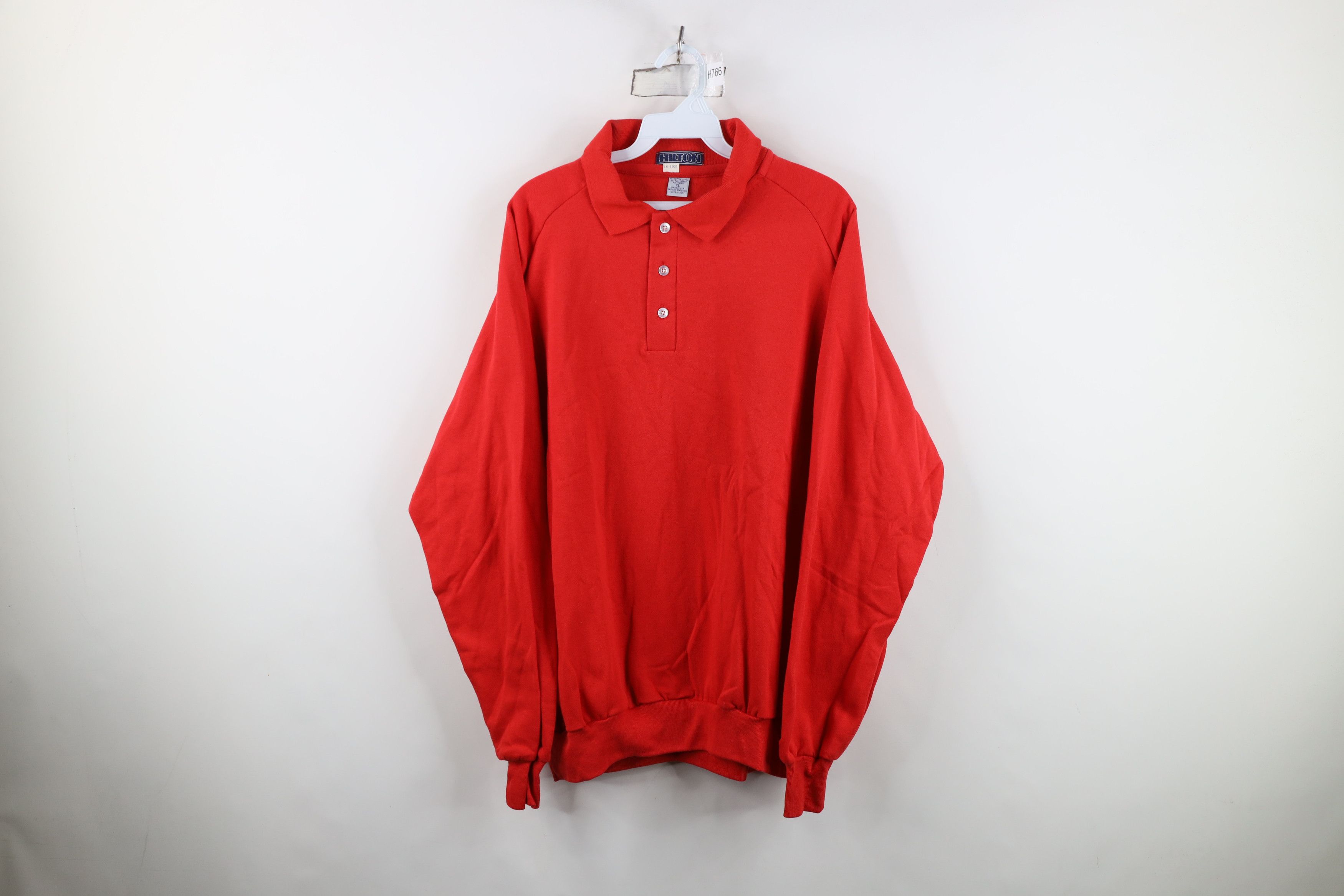 Vintage Deadstock Vintage 90s Streetwear Collared Sweatshirt Red USA Size US XL / EU 56 / 4 - 1 Thumbnail