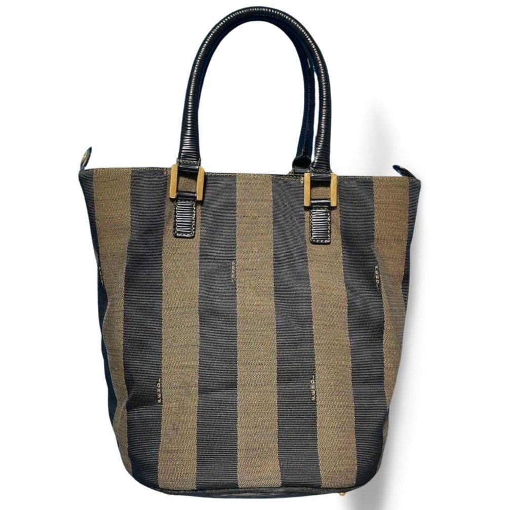 The North Face Vintage FENDI pecan stripe jacquard fabric tote bag, handbag Size ONE SIZE - 1 Thumbnail
