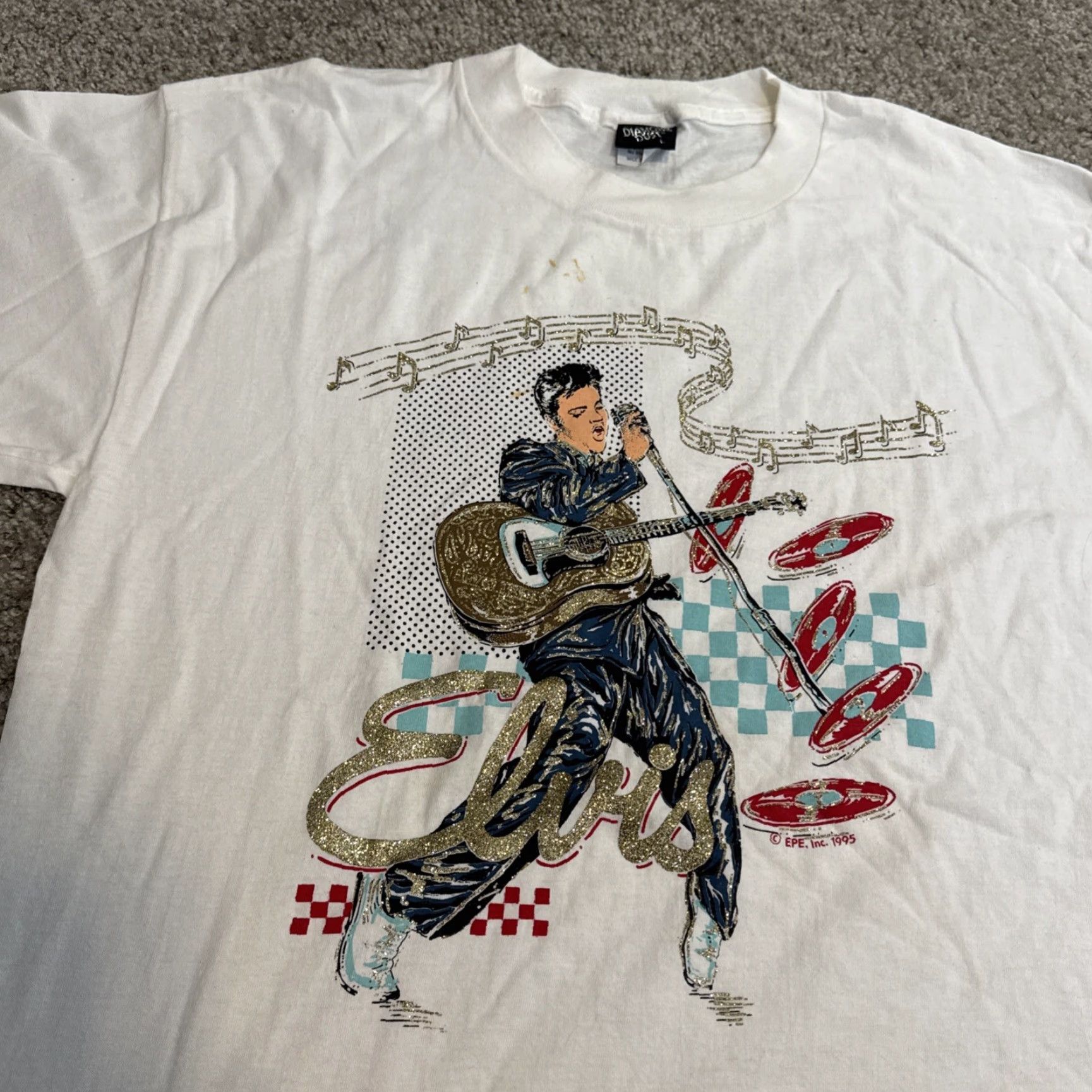Vintage VINTAGE Elvis Presley Diamond Dust Music White T-Shirt Large Glitter Mens Size US L / EU 52-54 / 3 - 2 Thumbnail