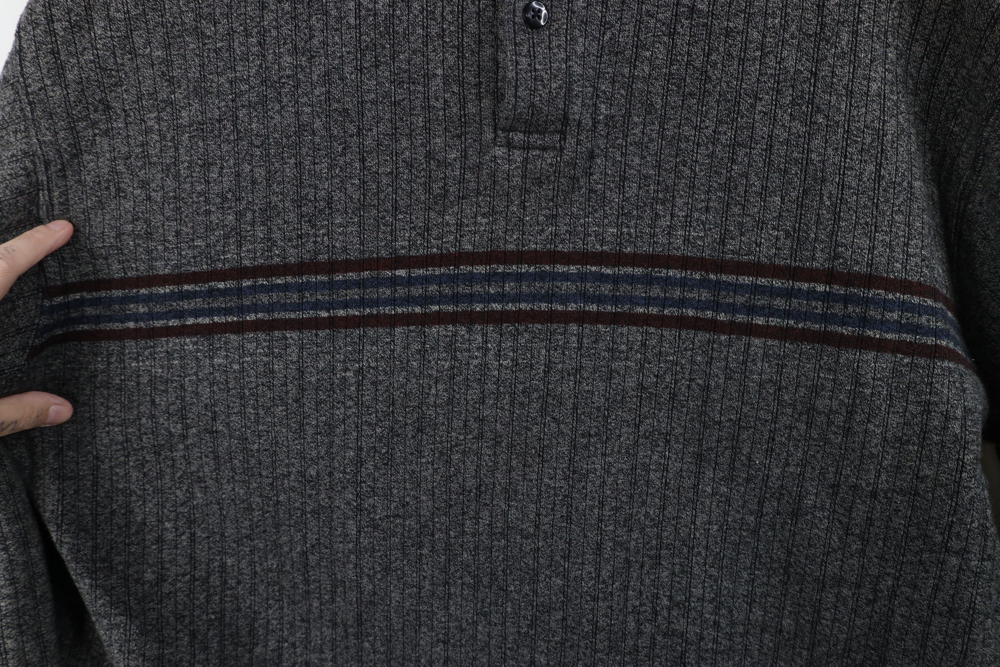 Vintage Vintage 90s Streetwear Ribbed Knit Long Sleeve Rugby Polo Size US XL / EU 56 / 4 - 5 Thumbnail