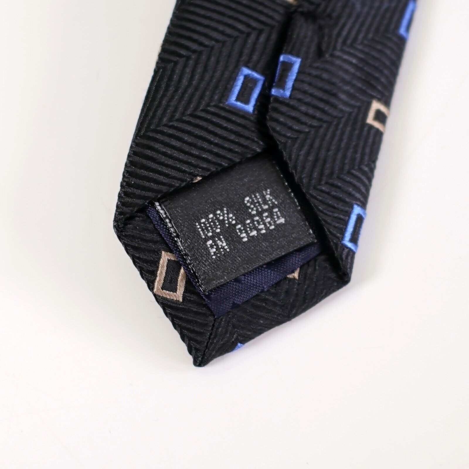 Designer Fusion Handmade Neckwear Black Herringbone Geometric Short W Size ONE SIZE - 4 Thumbnail
