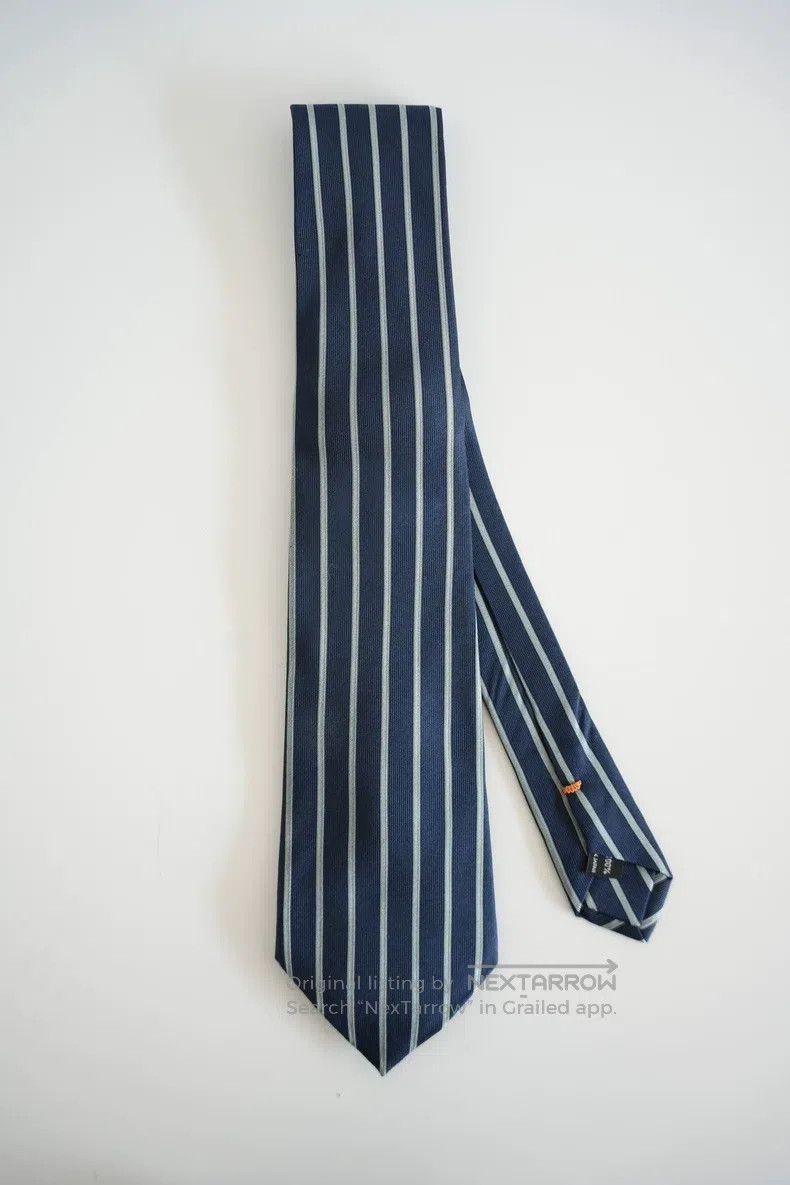 Yohji Yamamoto Yohji Yamamoto Blue and white striped silk tie Size ONE SIZE - 1 Thumbnail