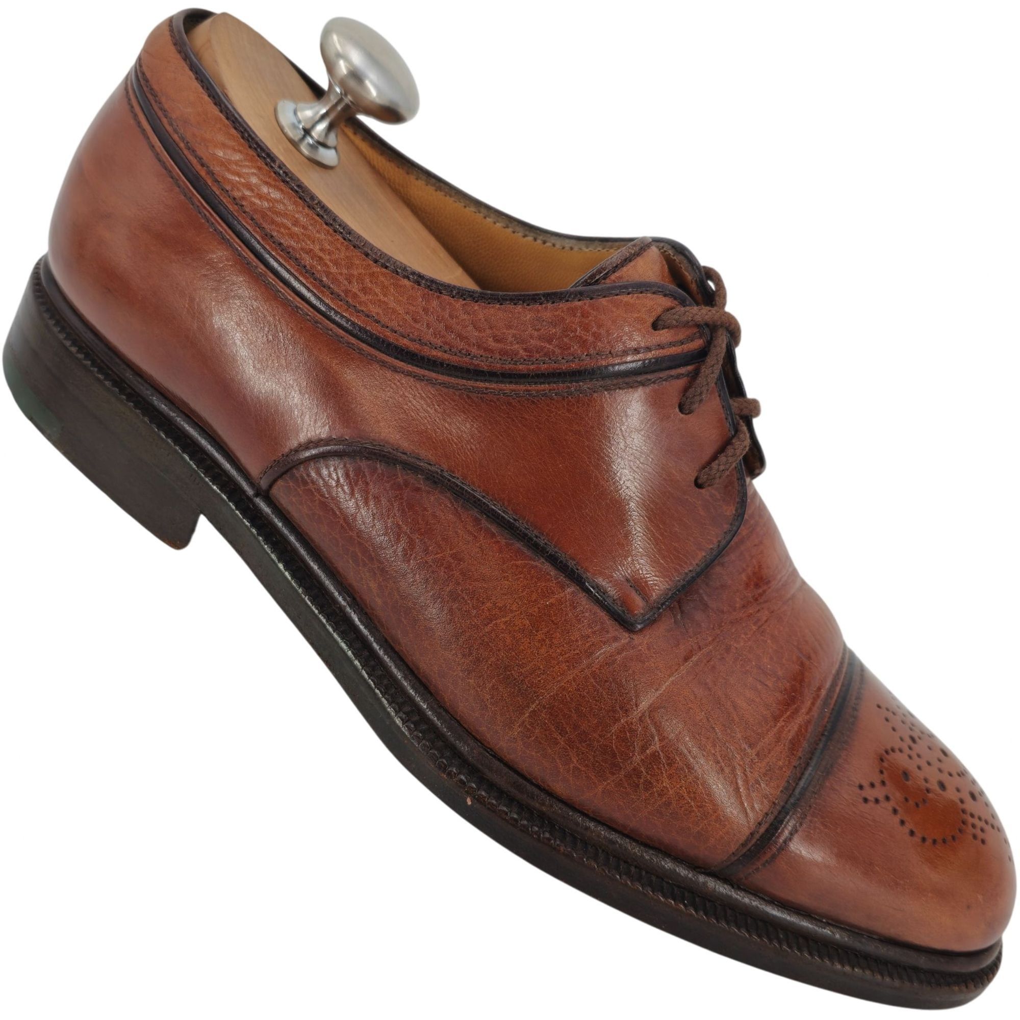 Testoni A. Testoni Italian Cognac Brown Leather Dress Shoes Cap-toe Size US 8 / EU 41 - 1 Thumbnail