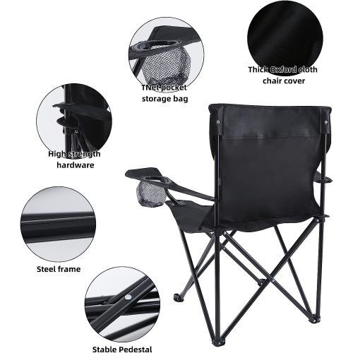 Designer × Homemade YSSOA Portable Folding Black Camping Chair, 1-Pack Size US L / EU 52-54 / 3 - 2 Thumbnail