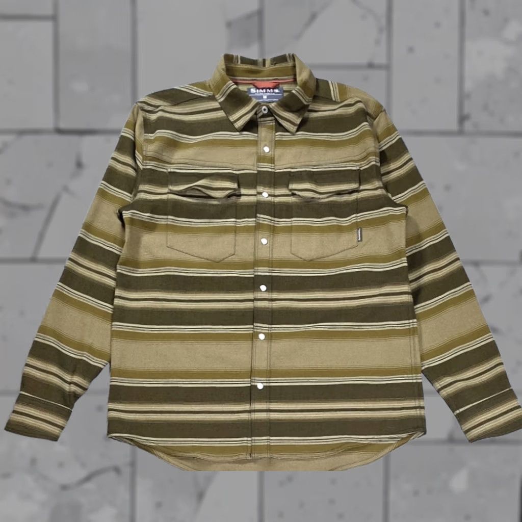 Vintage Simms Gallatin Flannel Shirt Mens M Brown Stripe Pearl Snap Western Fishing Soft Size US M / EU 48-50 / 2 - 1 Thumbnail