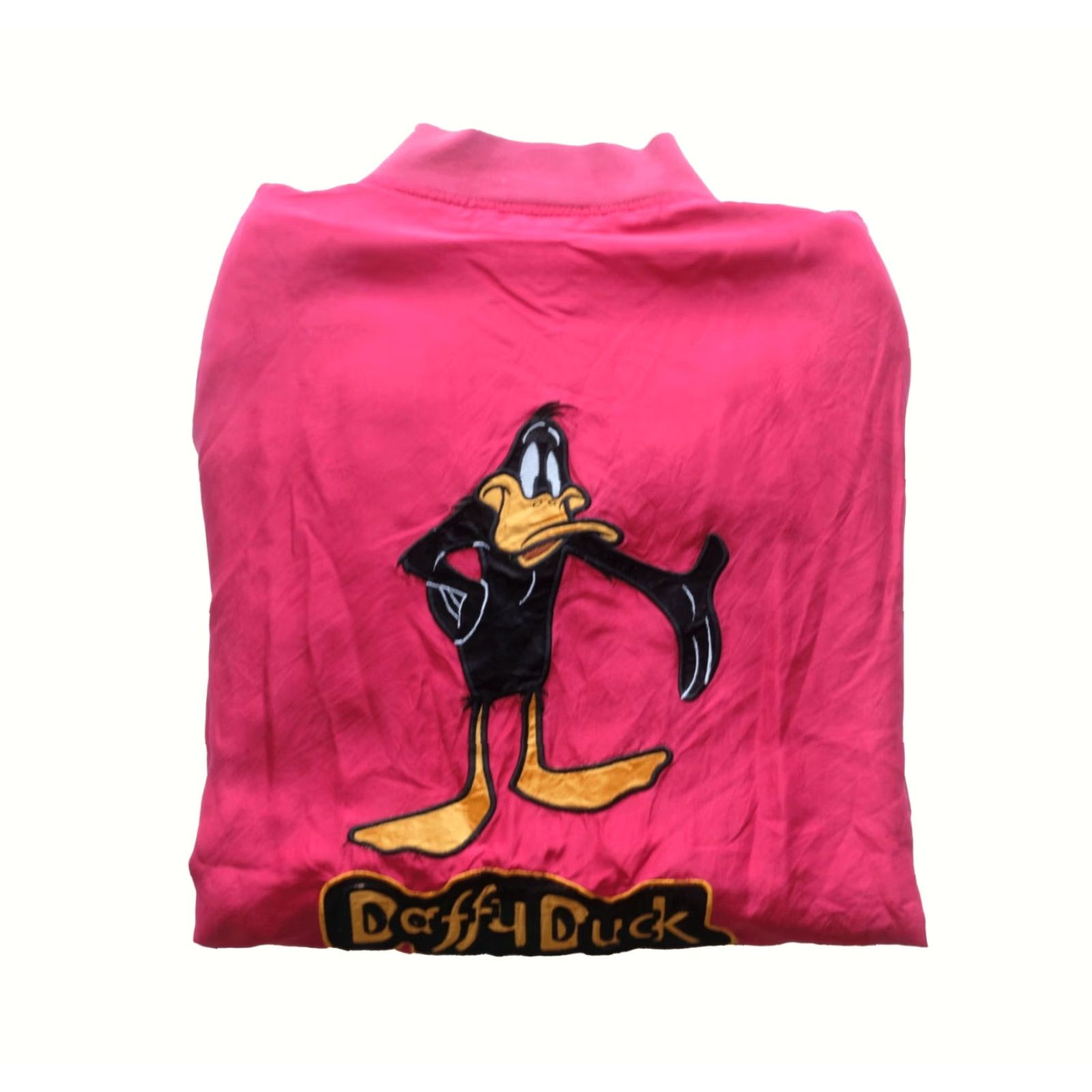 Vintage VINTAGE Looney Tunes Daffy Duck Jacket Warner Bros Inc TV Movie 90s 100% Silk Men SZ M Red Long Sleeve Collared Embroidered Full Zip Size US M / EU 48-50 / 2 - 4 Thumbnail