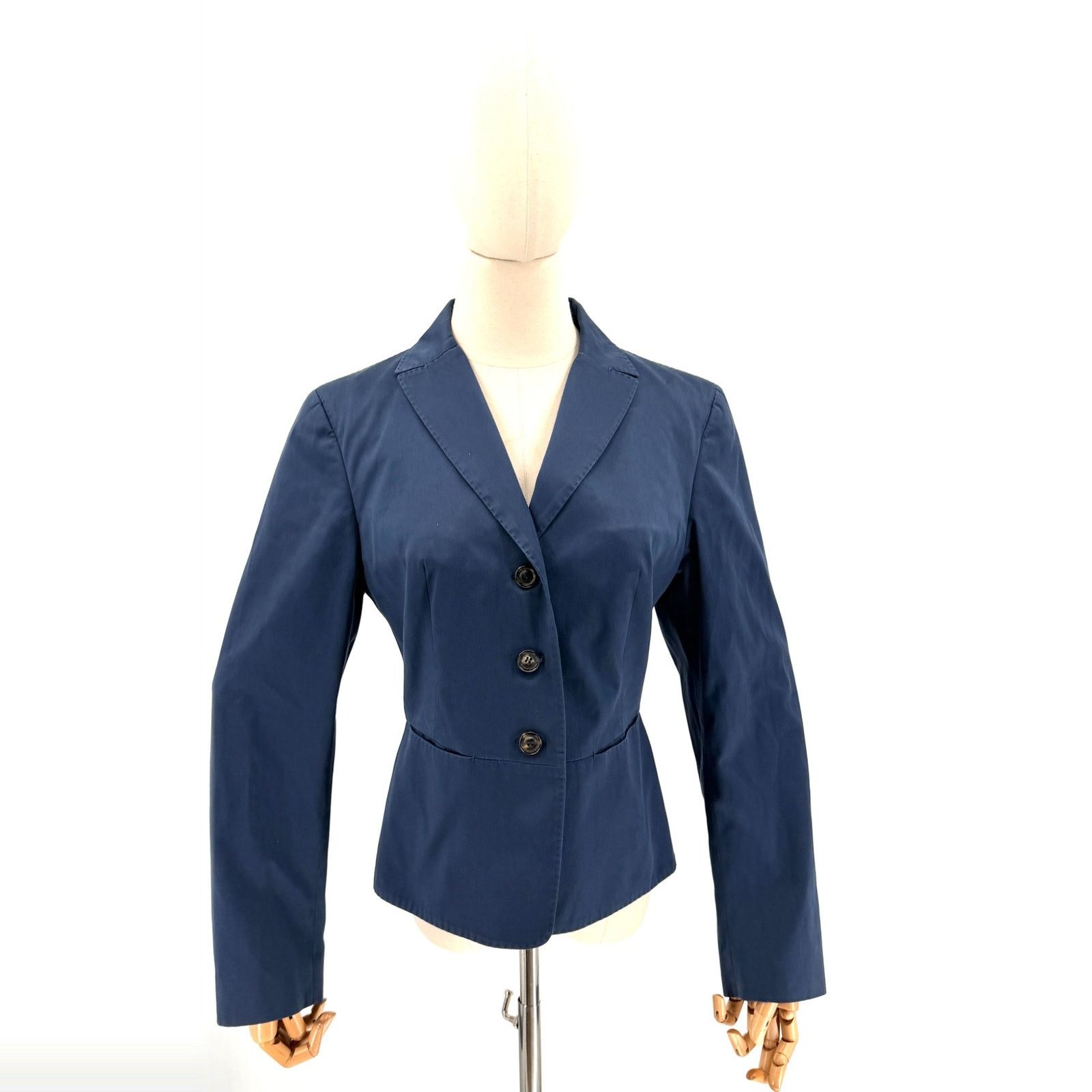 Piazza Sempione Navy Blue Cotton Blend Tailored Blazer Jacket Size L / US 10 / IT 46 - 1 Thumbnail