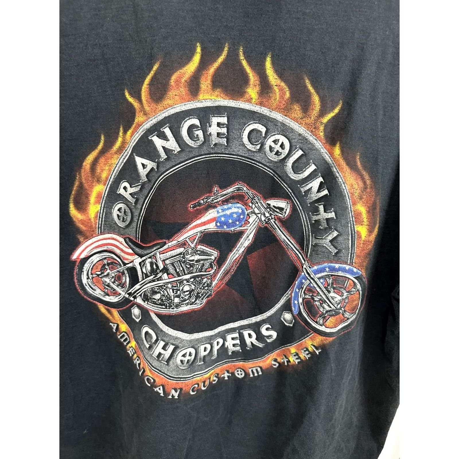 Vintage VTG Orange County Choppers OCC Fire Flame Faded Black Biker T-Shirt XL Size Men Shirt Size US XL / EU 56 / 4 - 4 Thumbnail