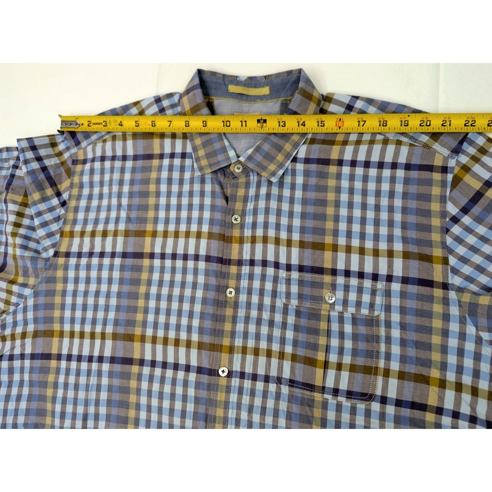 Tommy Bahama Tommy Bahama Button-Up Shirt Plaid Long Sleeve 2XL Men Blue Yellow Cotton Nylon Spandex Island Zone Size US XXL / EU 58 / 5 - 6 Thumbnail