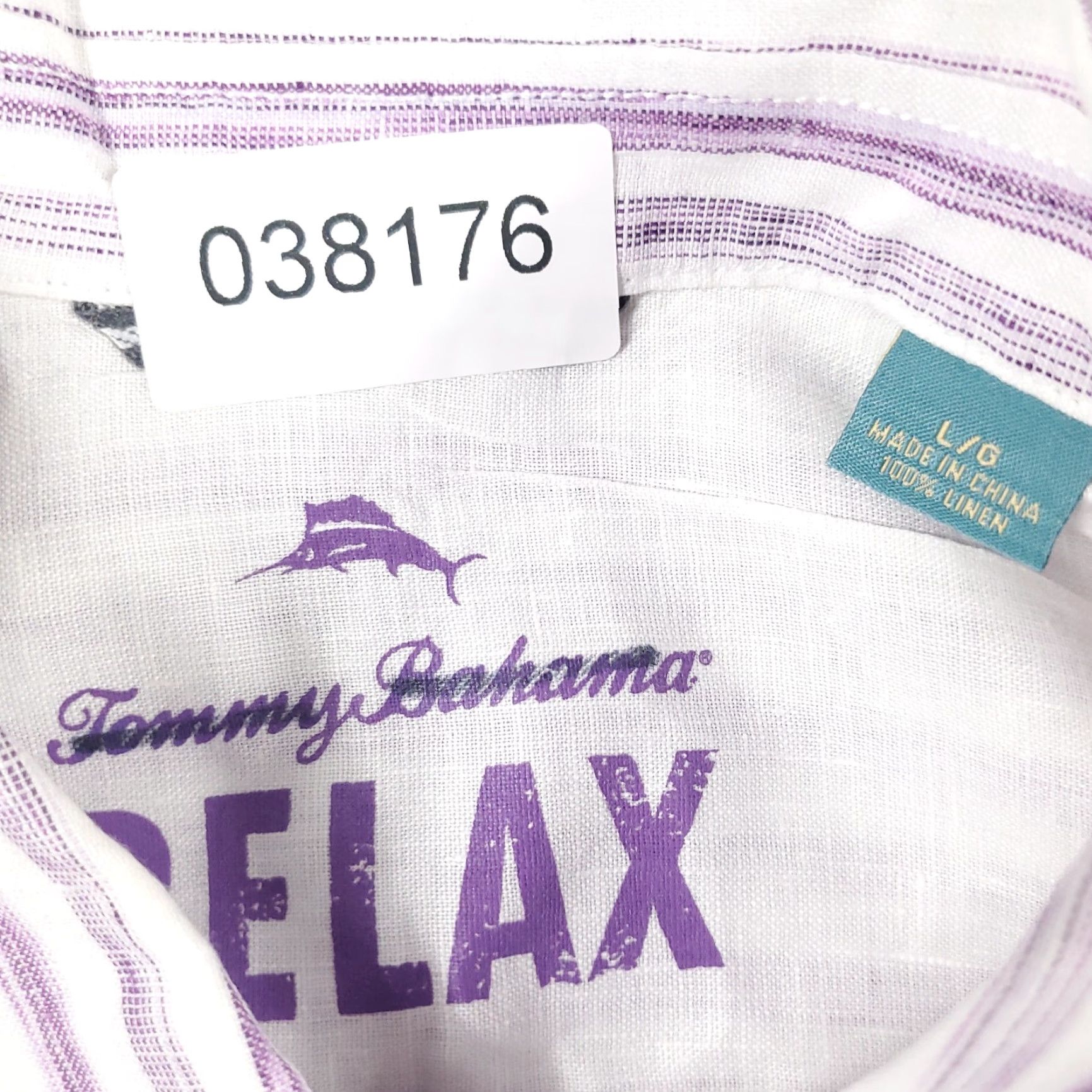 Tommy Bahama Tommy Bahama Button-Up Shirt Mens Large Purple Striped Linen Short Sleeve Modern Tropical Size US L / EU 52-54 / 3 - 6 Thumbnail