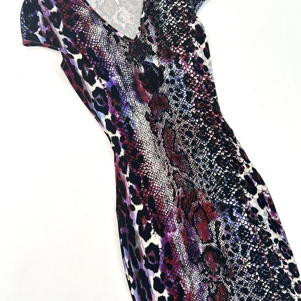 Cavalli animal print short sleeve bodycon dress
