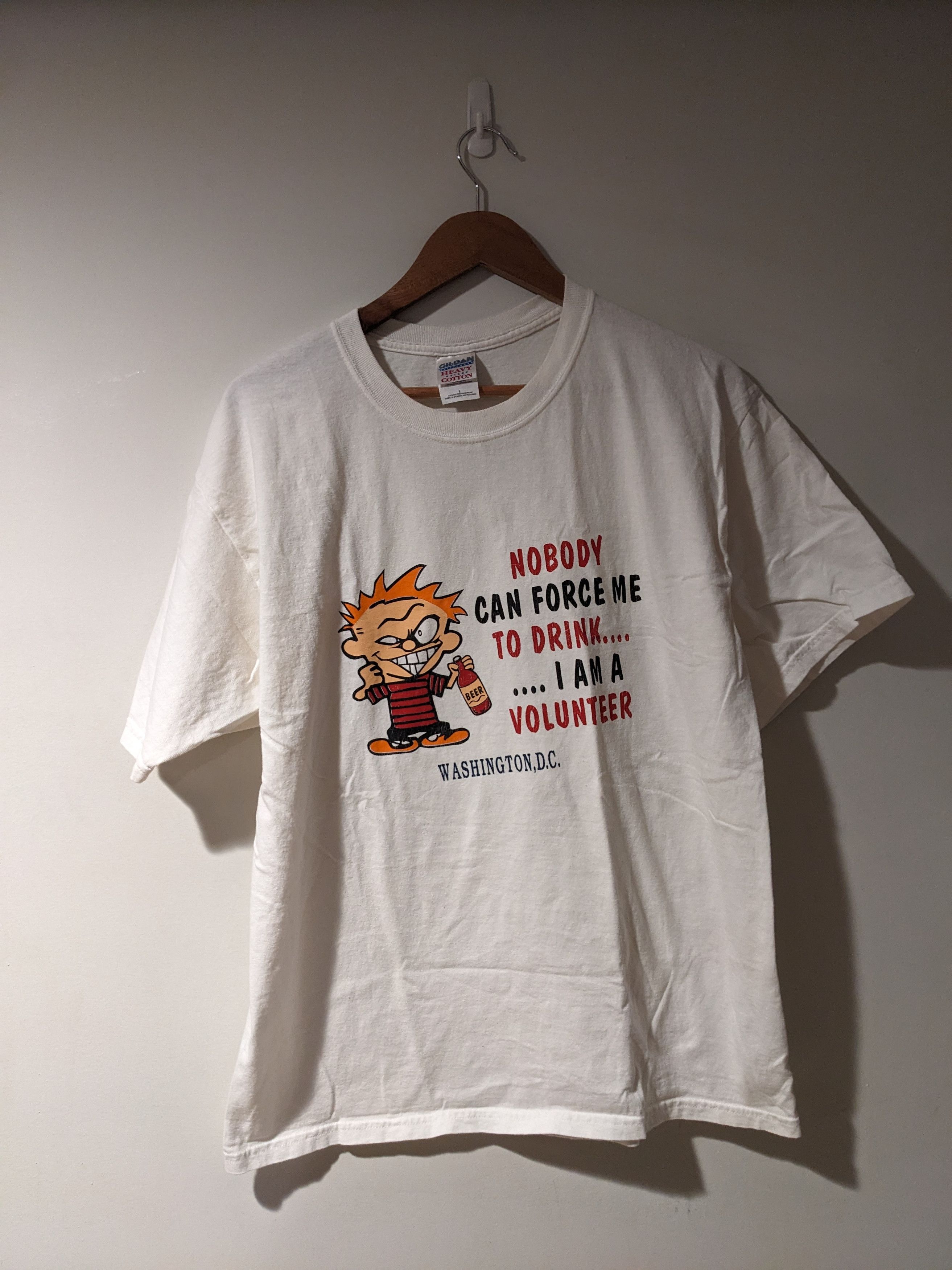 Vintage Vintage 90s Calvin and Hobbes Nobody Can Force T-Shirt  display picture 1