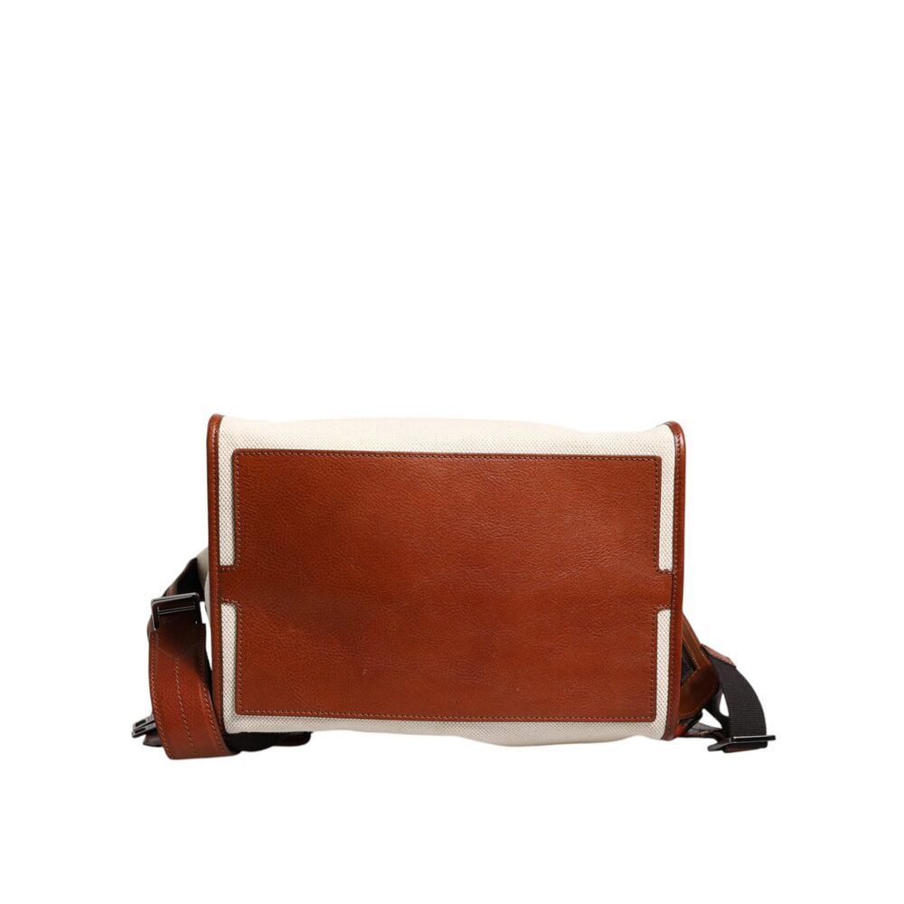 Dolce & Gabbana Dolce & Gabbana Beige Brown Canvas Leather EDGE Travel Men B Size ONE SIZE - 6 Thumbnail