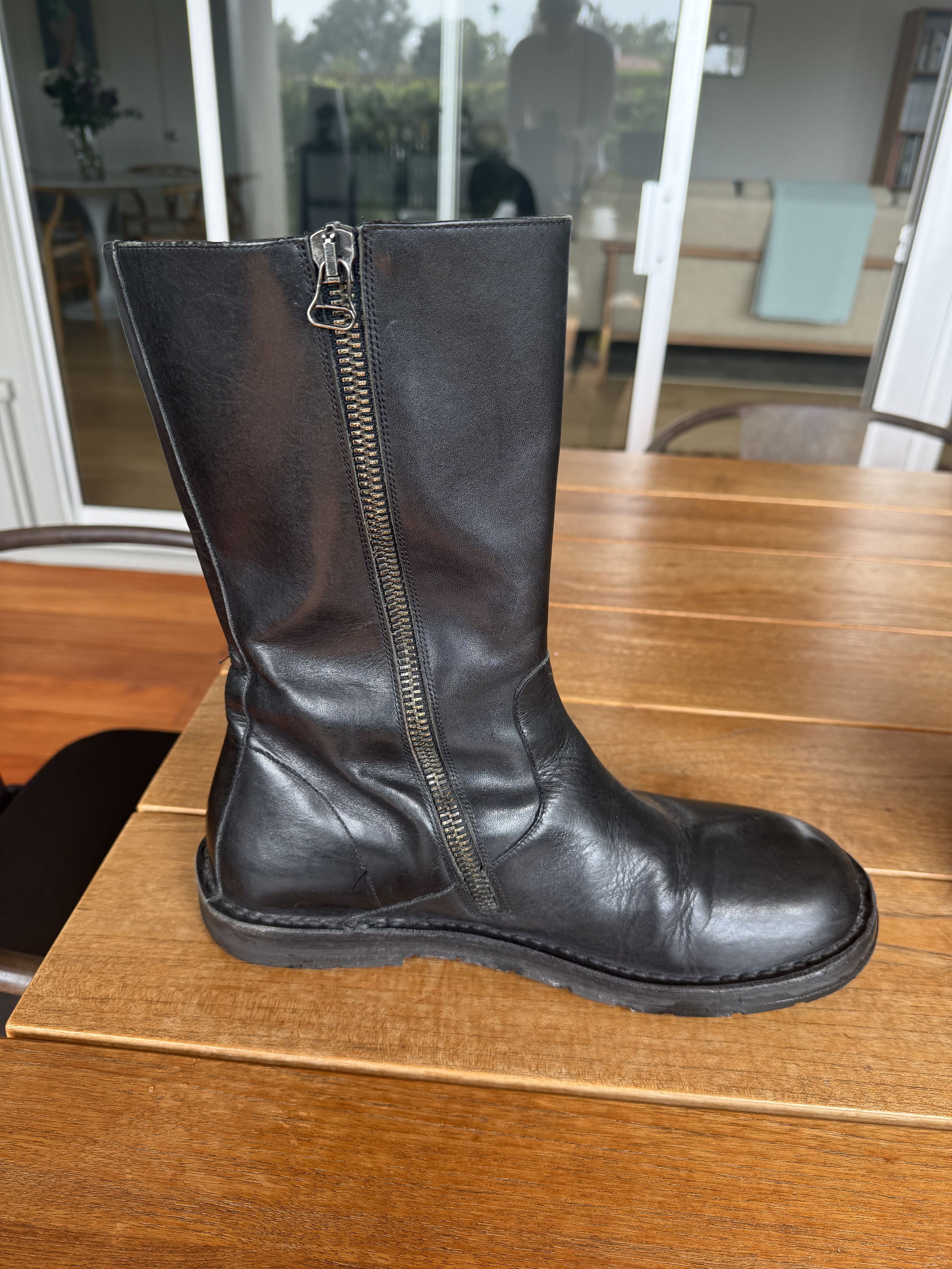 Yohji Yamamoto Black Yohji Yamamoto Pour Homme side zip leather moto boots Size US 12 / EU 45 - 5 Thumbnail
