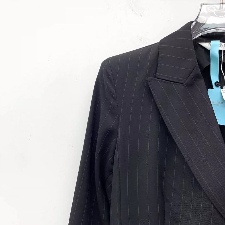 Max Mara Max Mara Black striped wool lapel, double-breasted, long-s Size XS / US 0-2 / IT 36-38 - 3 Thumbnail