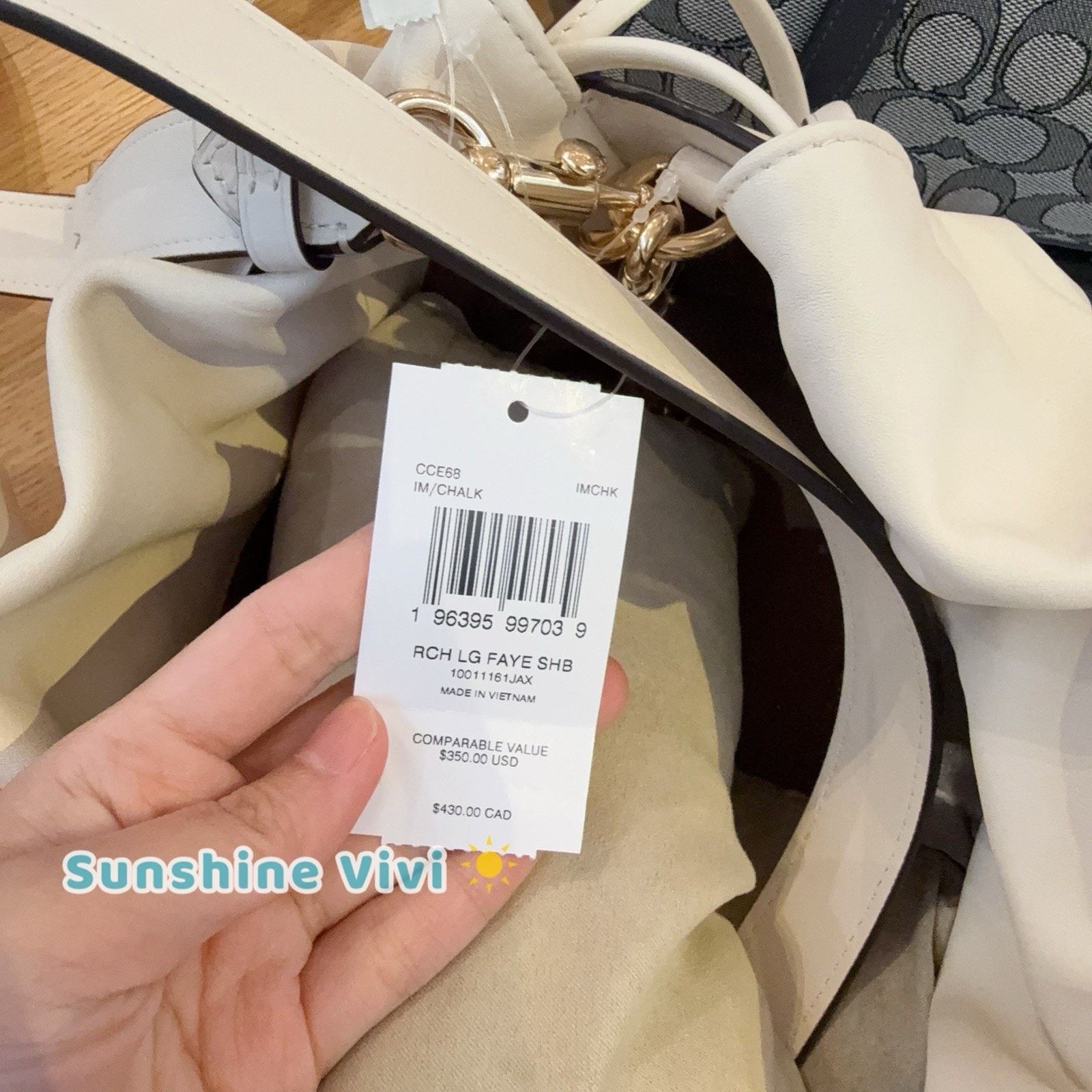Coach NWT Coach Faye Large Shoulder Bag CCE68 Gold/Chalk Size ONE SIZE - 9 Thumbnail