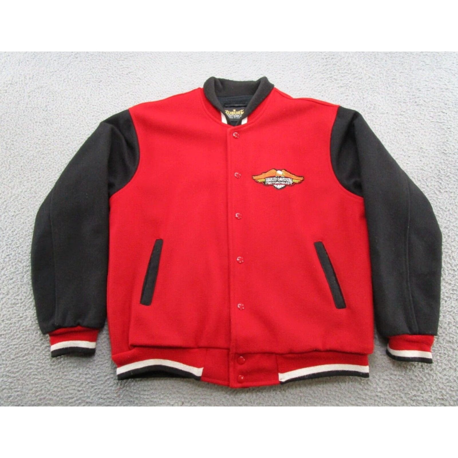 Vintage VTG Auburn Sportswear Harley Patch Varsity Wool Jacket USA Made Read Size US L / EU 52-54 / 3 - 2 Thumbnail