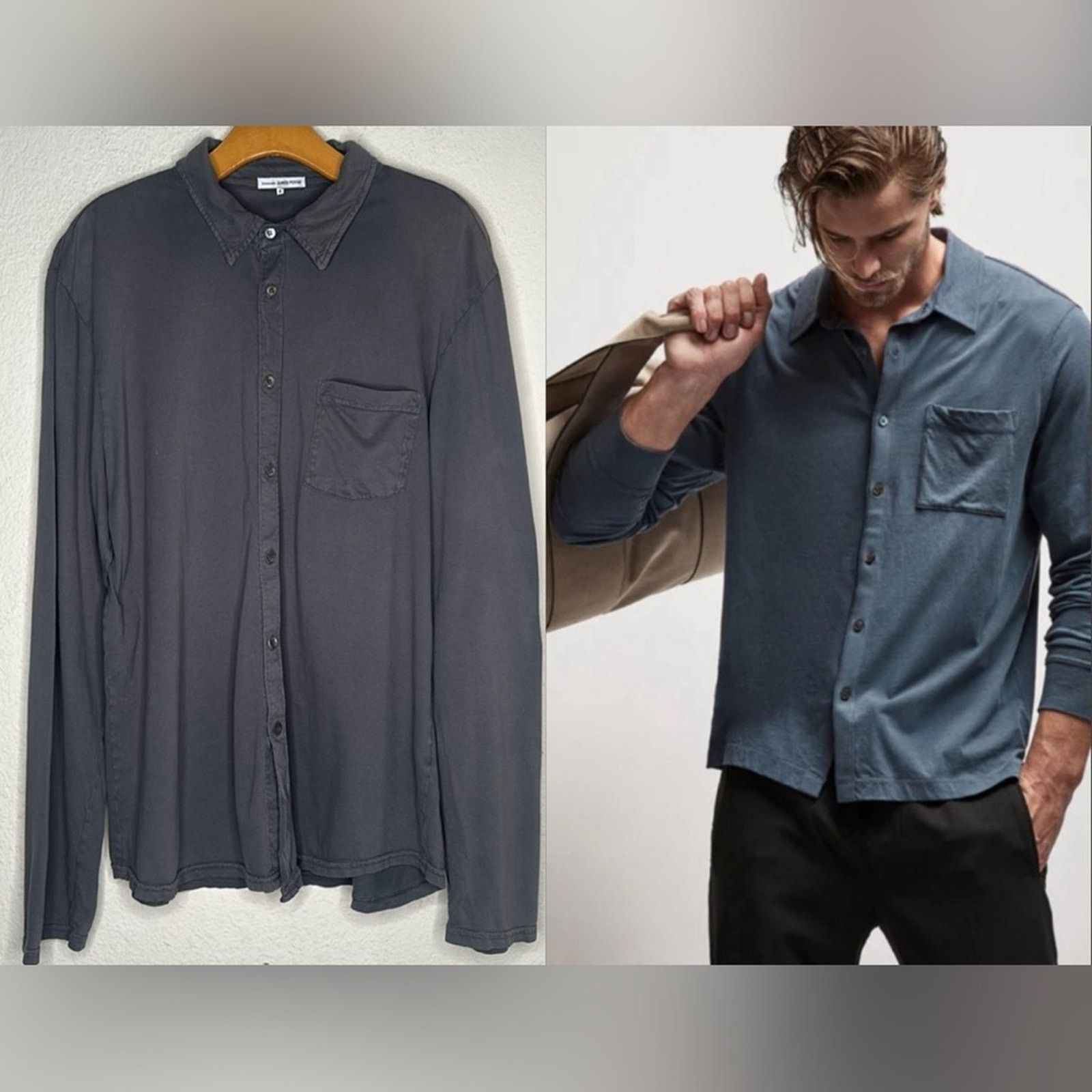 James Perse James Perse Clean Finish Jersey Shirt in Gray Size 4 (XL) Size US XL / EU 56 / 4 - 1 Thumbnail