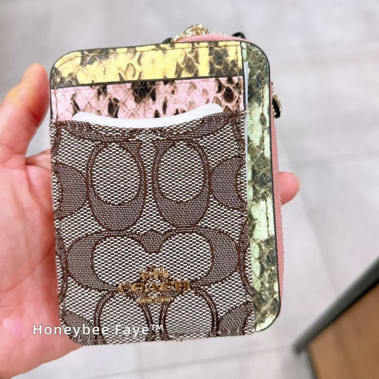 Coach Zip Card Case In Signature Jacquard CEC52 Gold/Oak Multi Size ONE SIZE - 1 Thumbnail