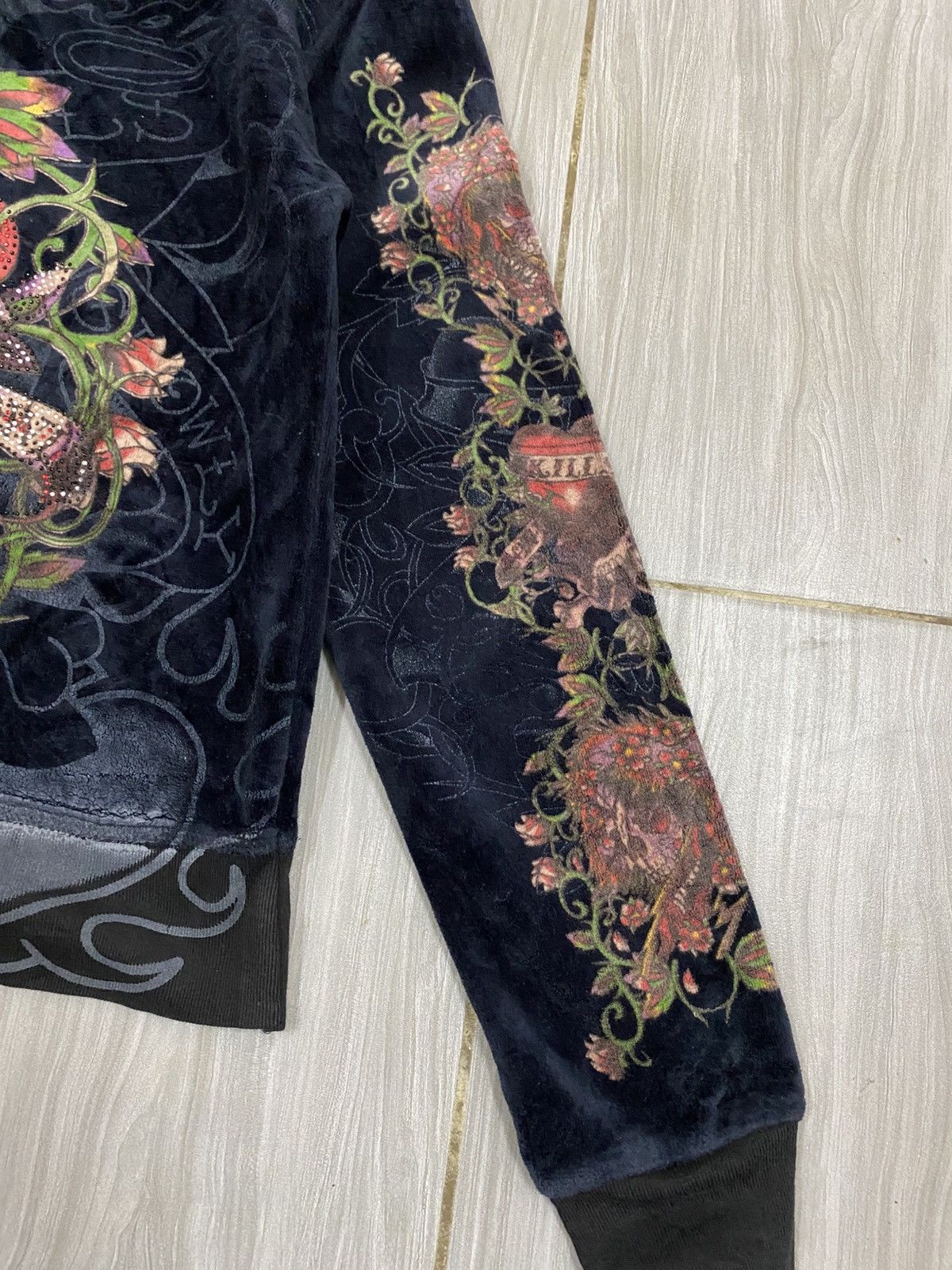 Ed Hardy Vtg Ed Hardy Velvet Hoodie Zipper Size US M / EU 48-50 / 2 - 4 Thumbnail
