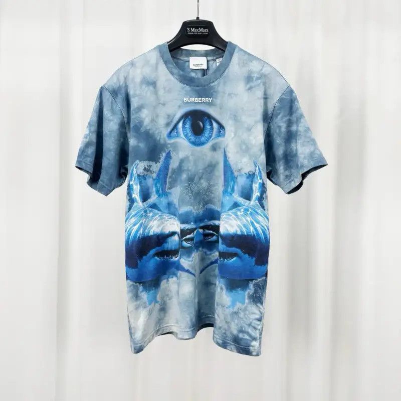 Burberry Burberry Blue Cotton Logo T-Shirt for Men Size US XXS / EU 40 - 1 Thumbnail