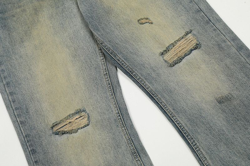 Vintage Men's High-Street Distressed Flared Jeans with Rips Size US 32 / EU 48 - 4 Thumbnail