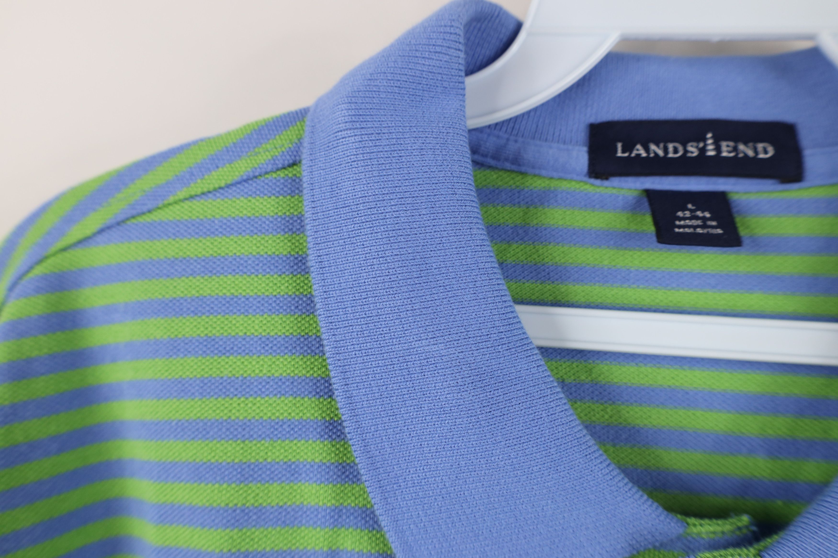 Lands' End Vintage 90s Lands End Block Pique Cotton Knit Golf Polo Size US L / EU 52-54 / 3 - 5 Thumbnail