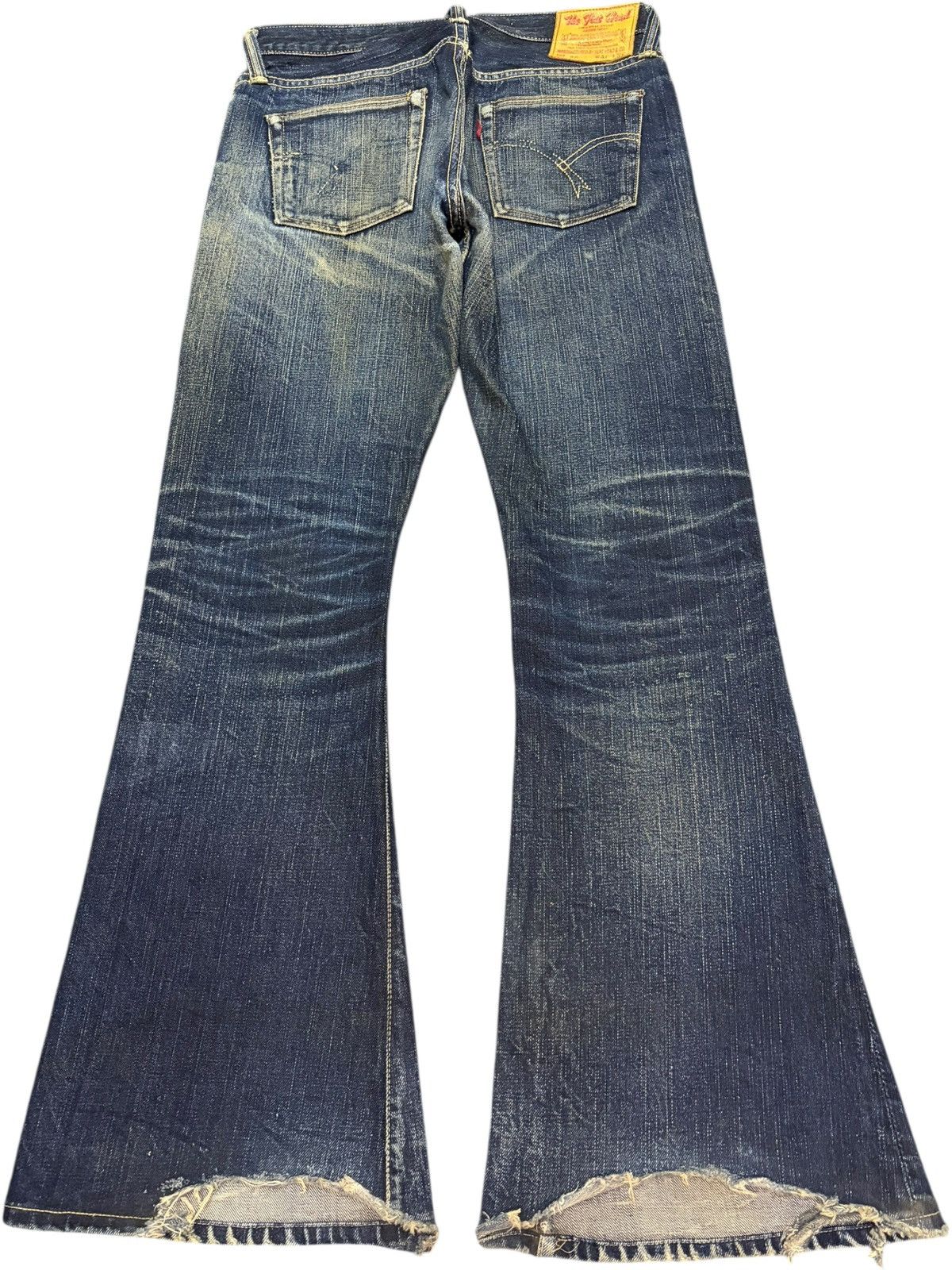 The Flat Head Vintage Flat Head 3006 Mud Wash Distressed Flare Jeans Size US 30 / EU 46 - 2 Thumbnail