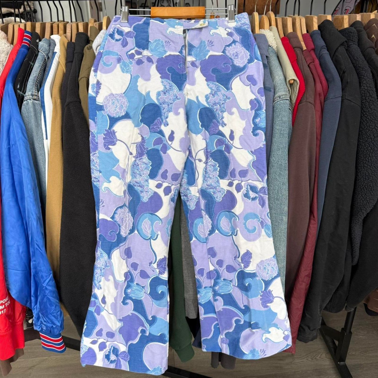 Other Vintage 70s or 80s Women's Floral Belle Bottom Pants Size 26" / US 2 / IT 38 - 1 Thumbnail